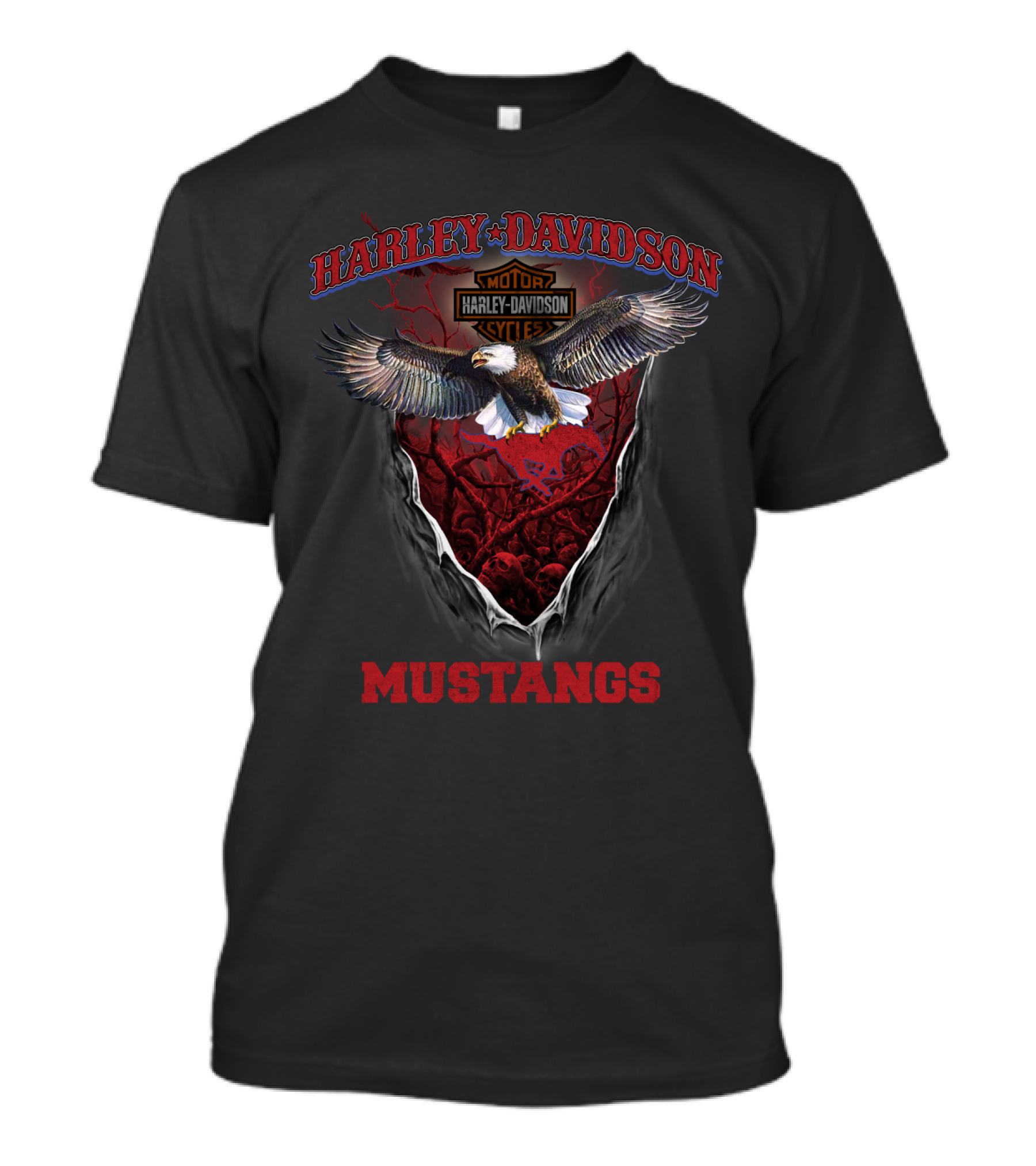 Harley Davidson Motorcycles Eagle Mustangs T-Shirt