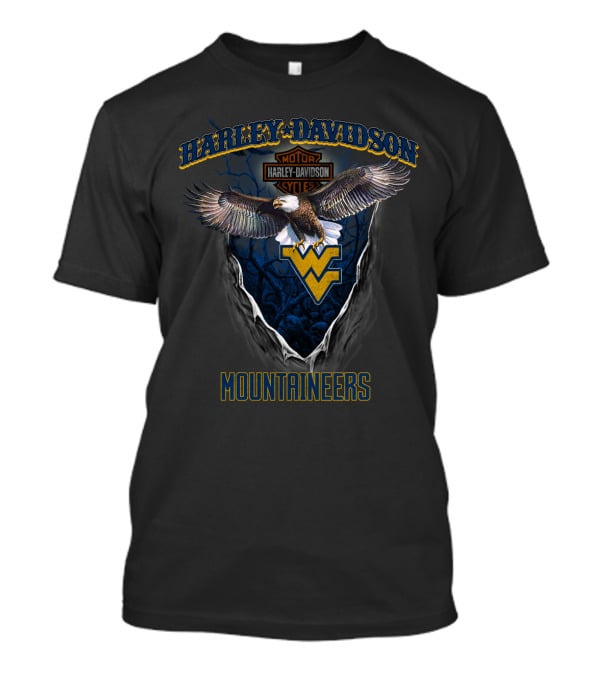 Harley Davidson Motor West Virginia Mountaineers Eagle T-Shirt