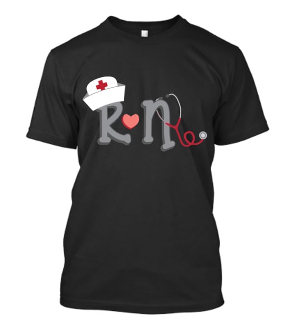 RN Nurse Hat Stethoscope Heart T-Shirt