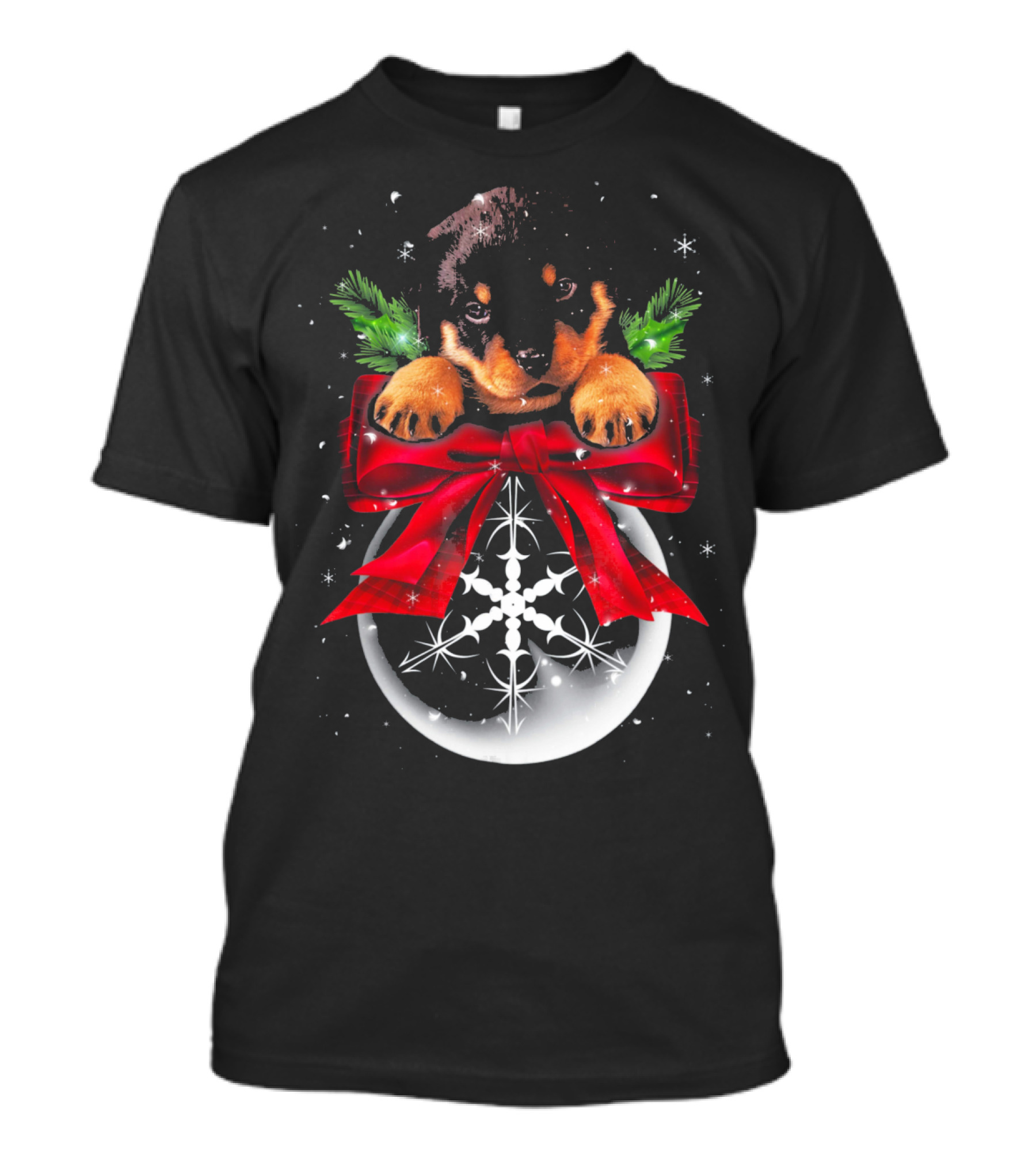 Rottweiler Puppy Christmas Bauble Snowflake Noel T-Shirt