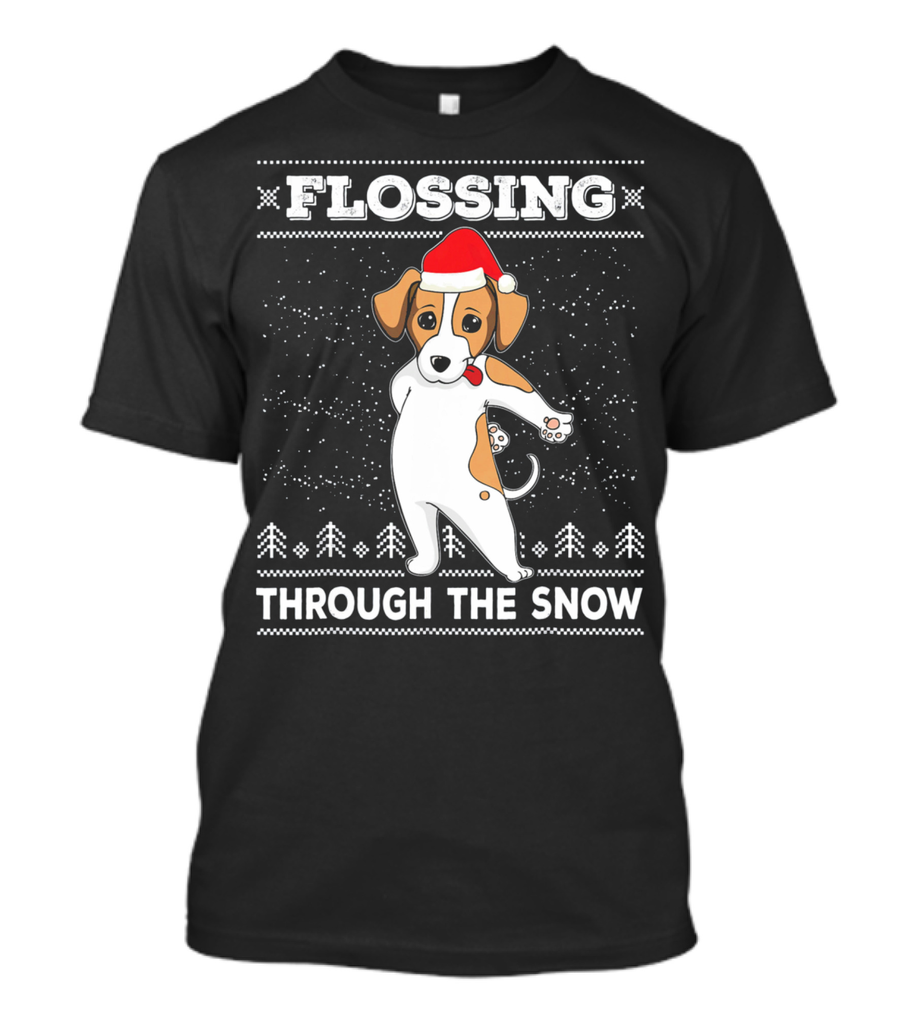 Flossing Through The Snow Jack Russell Terrier Santa Hat T-Shirt