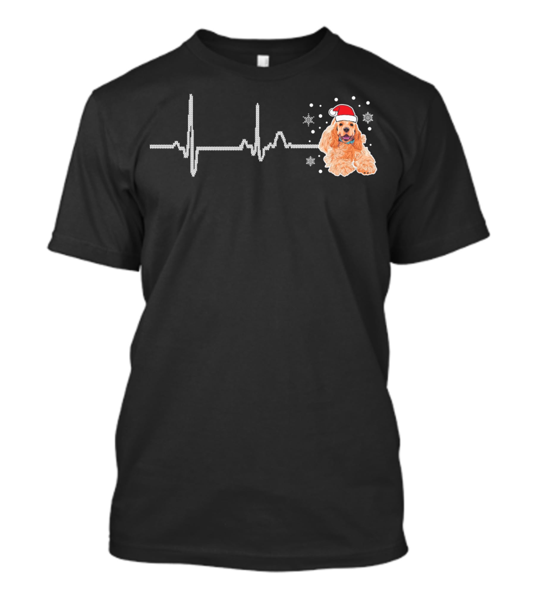 I Love My Soft Cocker Spaniel Heartbeat Dog Pajama Santa Hat T-Shirt