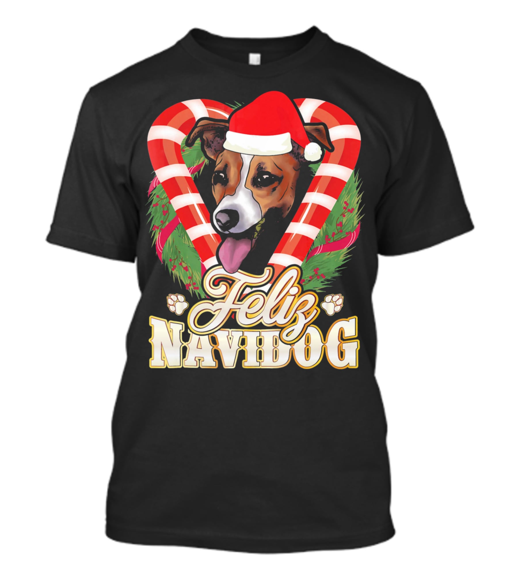 Feliz Navidog Jack Russell Terrier Santa Claus T-Shirt