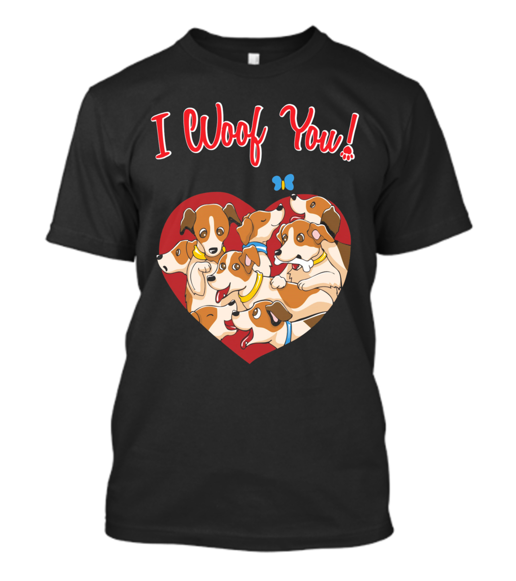 I Woof You Jack Russell Terrier Valentines Day Heart Puppies T-Shirt