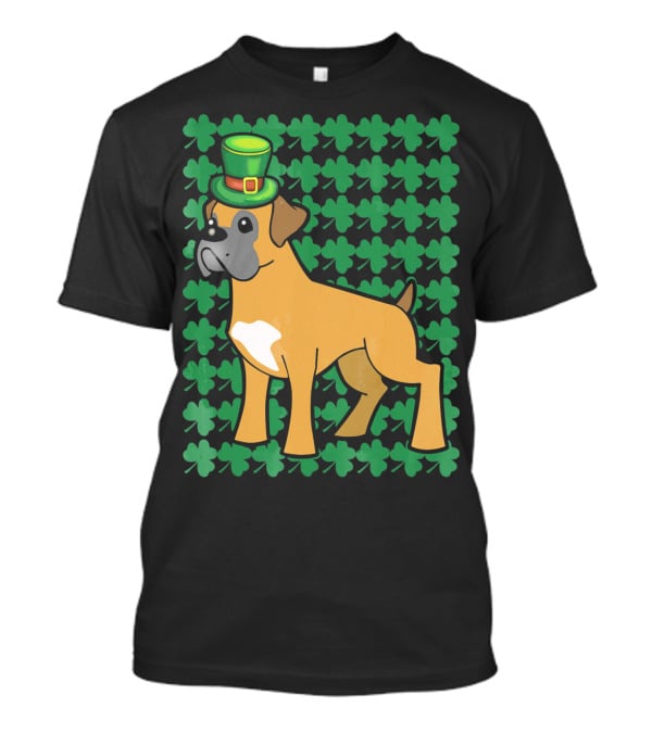 Leprechaun Boxer Dog With Clover T-Shirt
