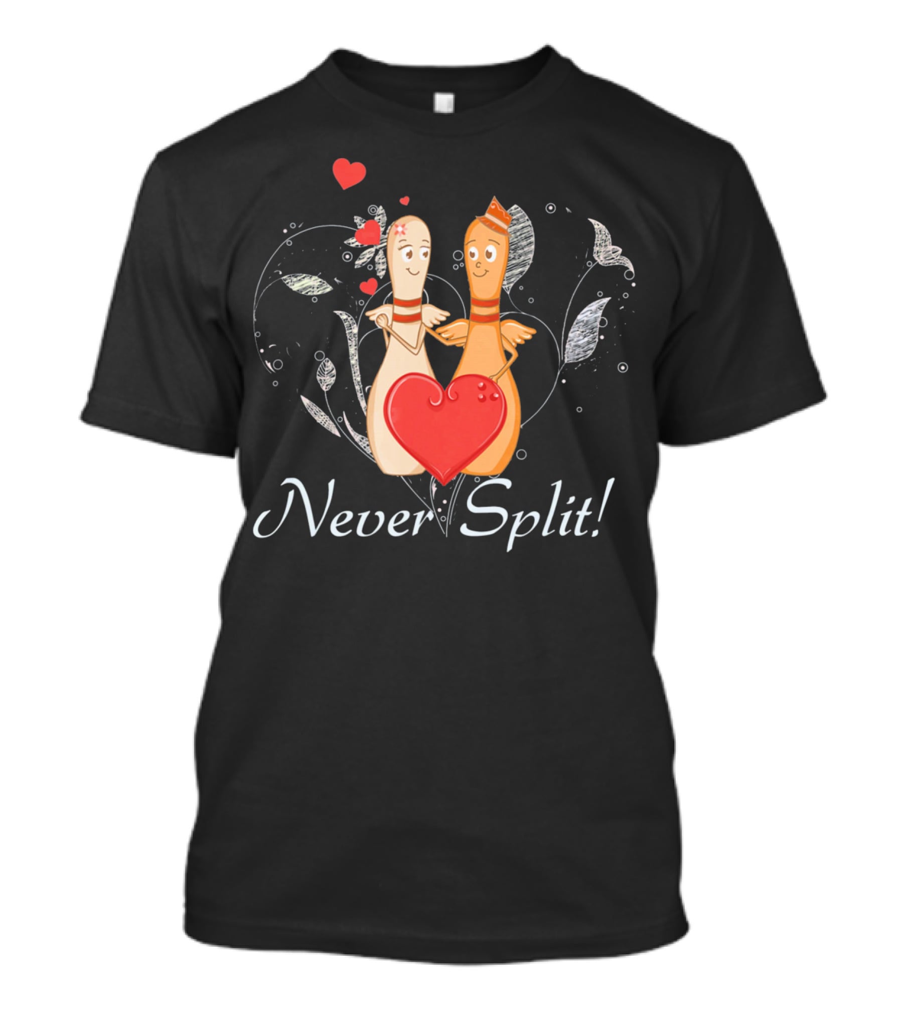 Never Split Bowling Couples Valentine's Day T-Shirt