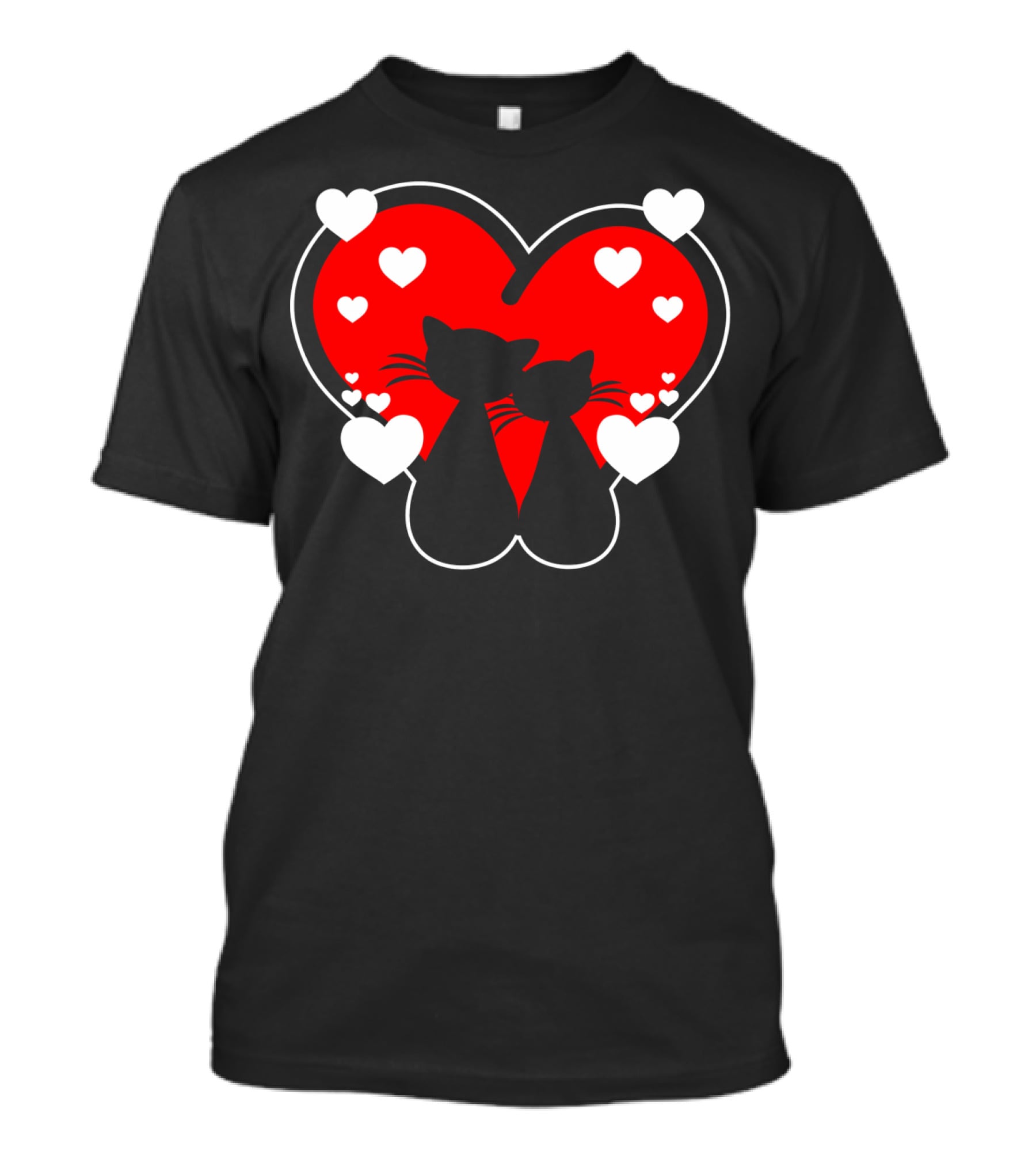 Cat Love Heart Valentines With Silhouette Cats And Hearts T-Shirt