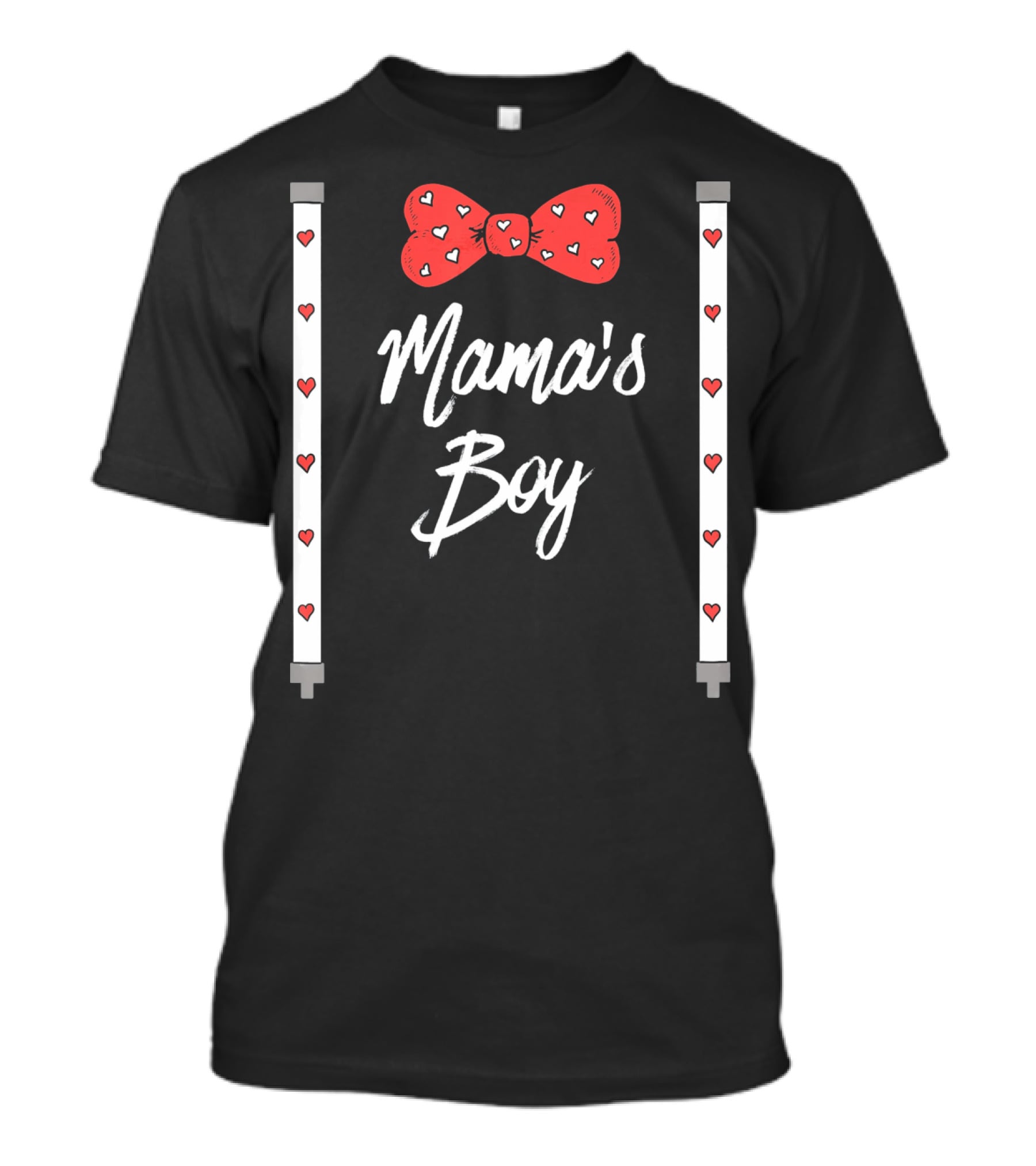 Mama's Boy Valentine's Day Red Heart Bowtie T-Shirt