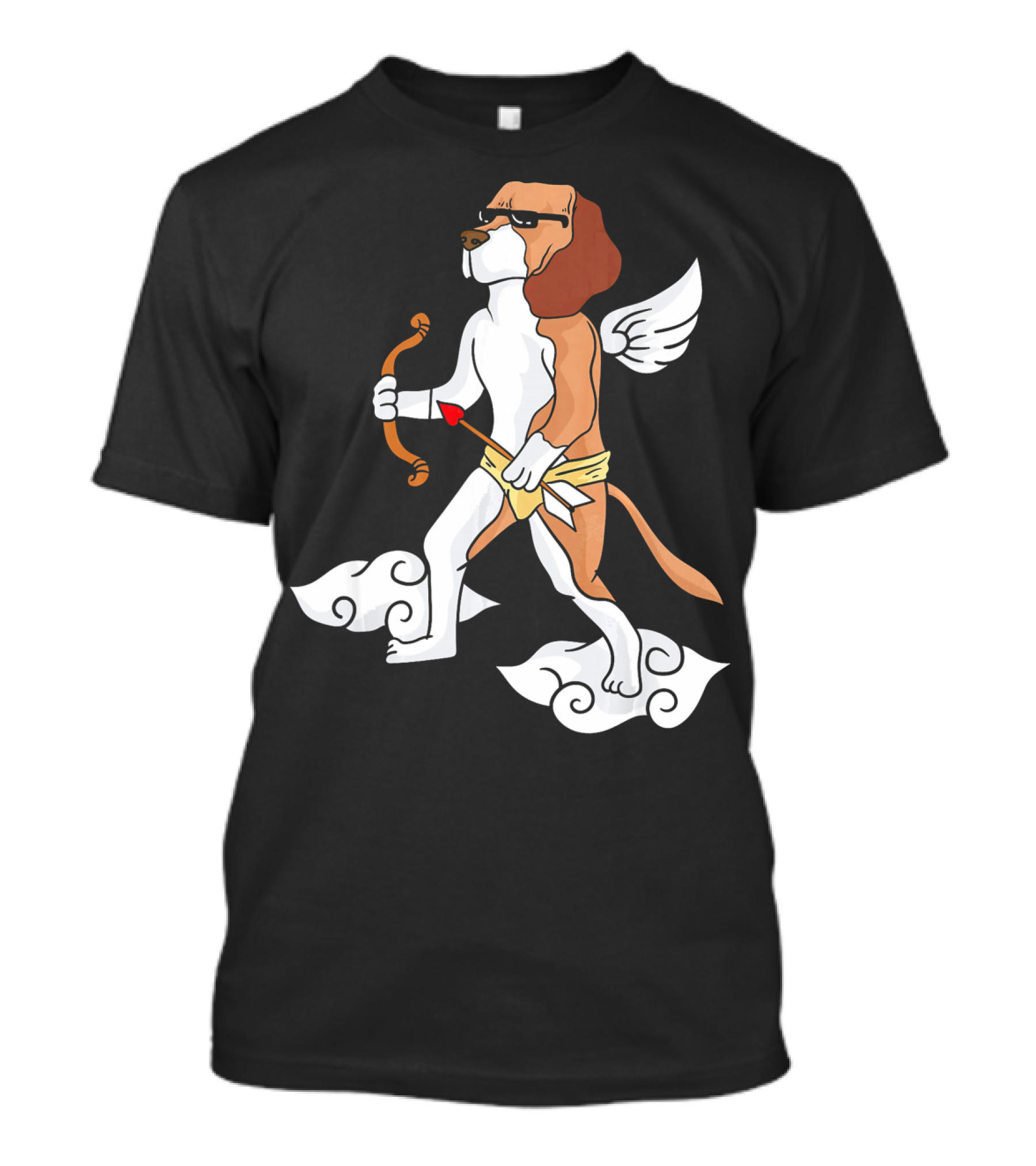 Cupid Beagle Dog Lovers Valentin Cloud Wings Bow Arrow Sunglasses T-Shirt