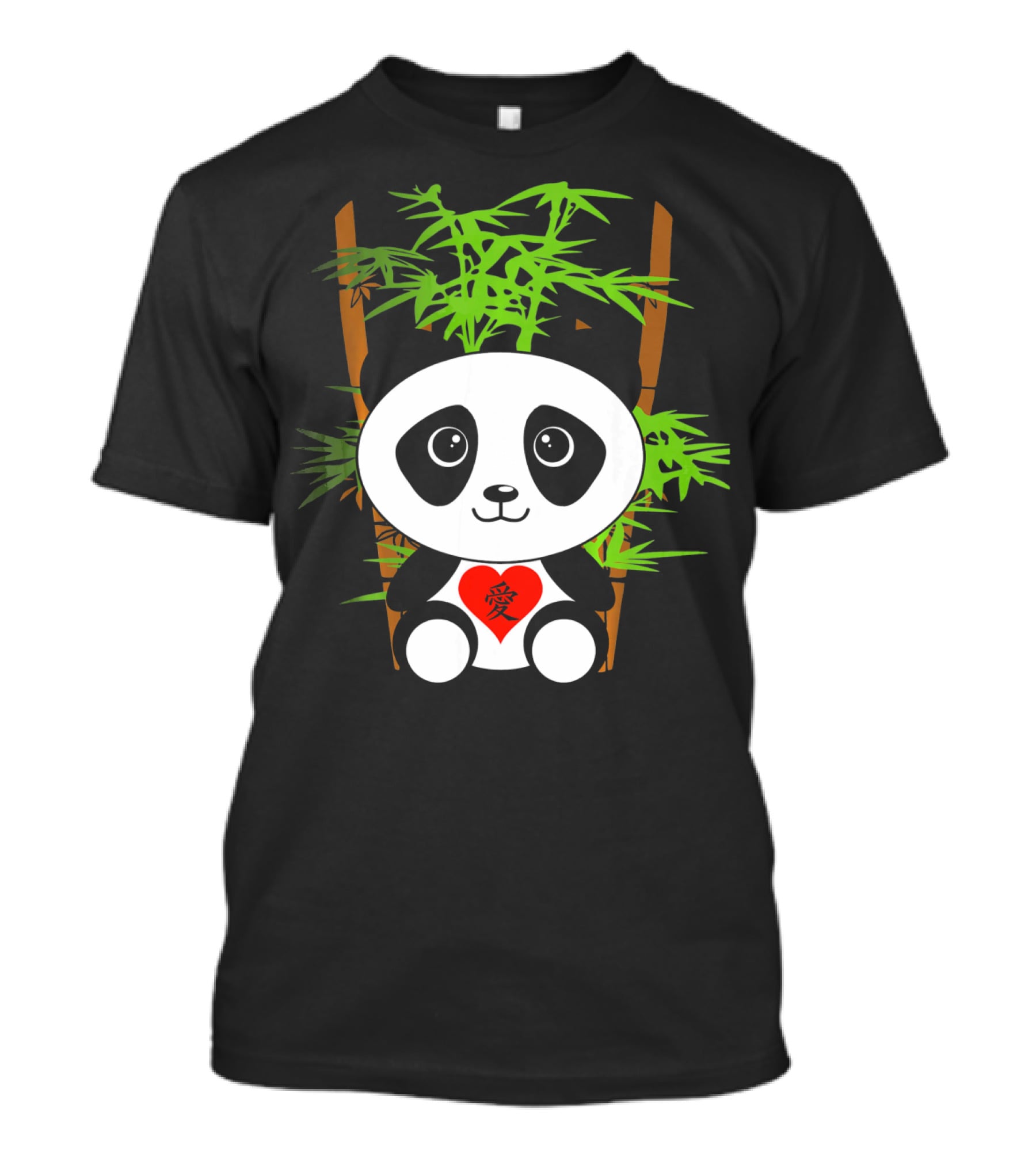 Cute Baby Panda Love Bamboo Heart T-Shirt
