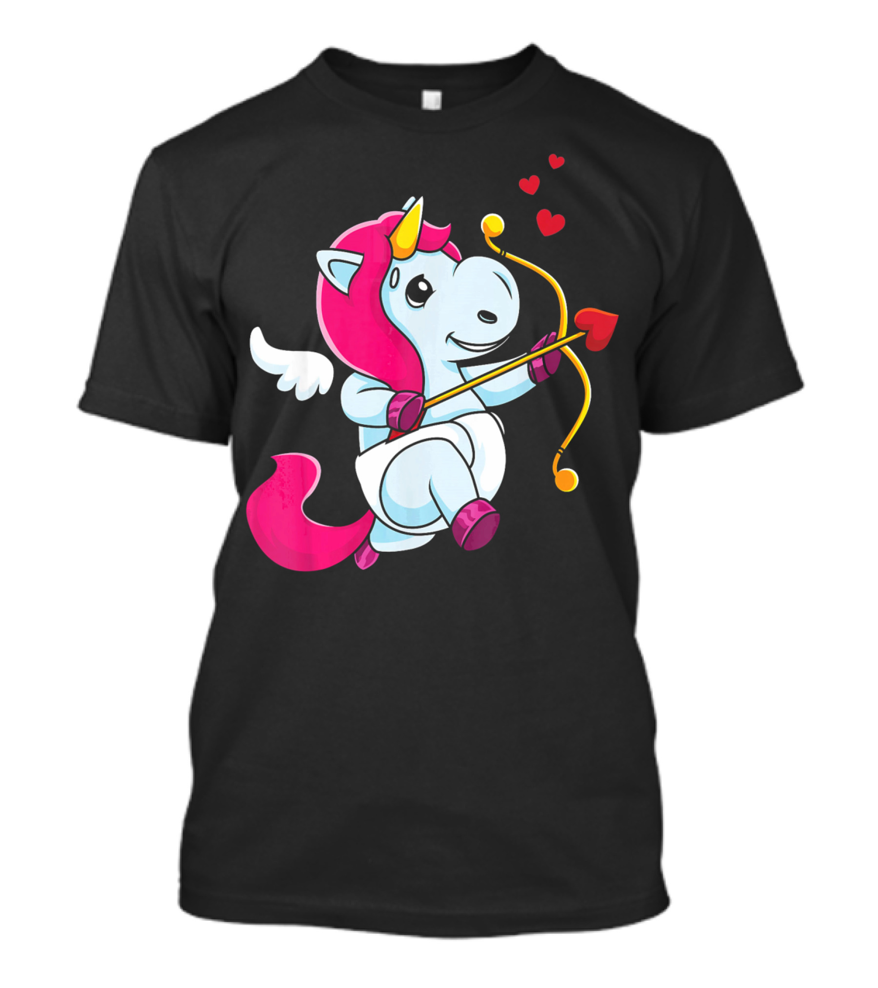 Cupid Unicorn Love Valentines Day Hearts T-Shirt