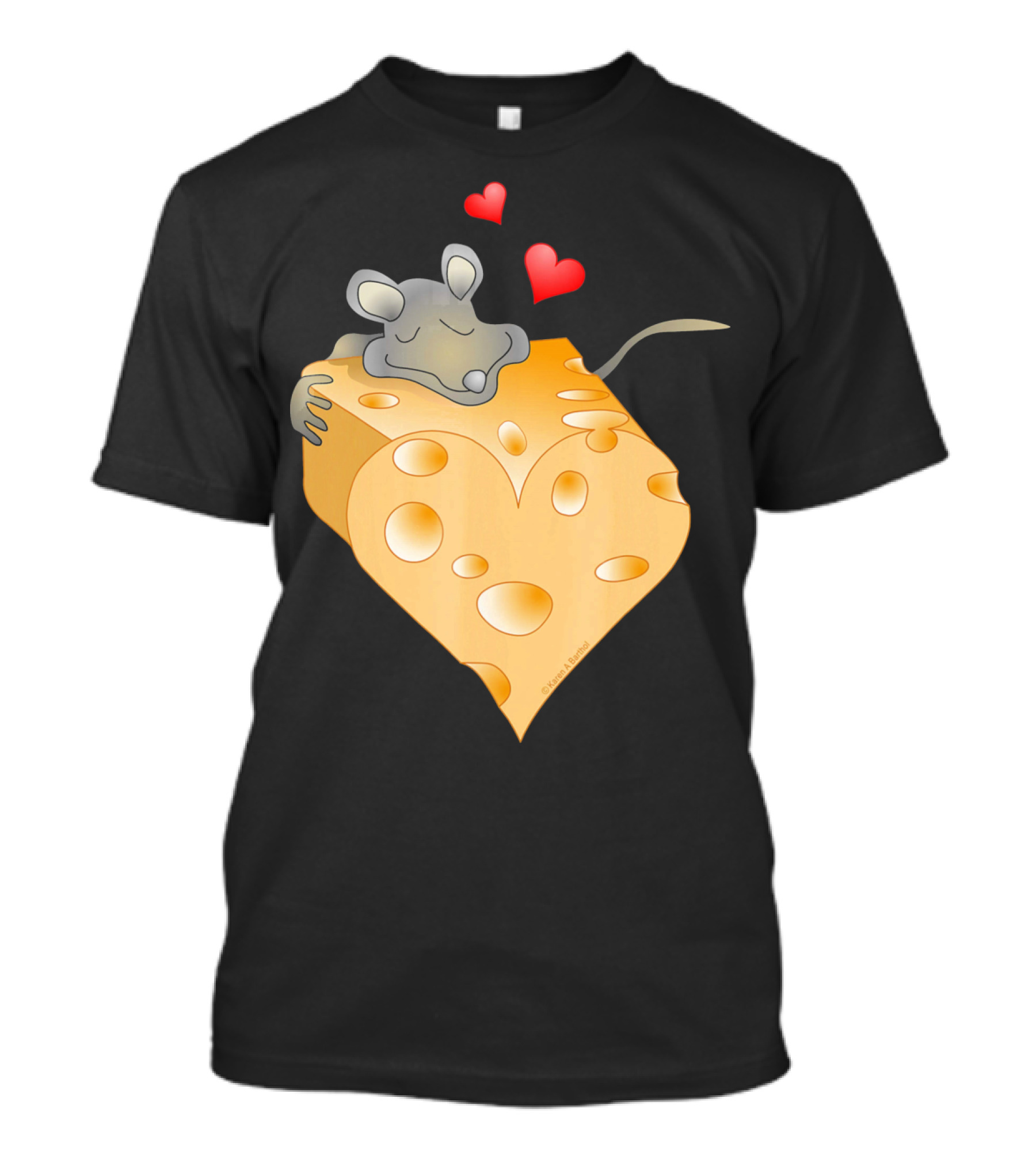 Cheesy Valentine Funny Dairy Heart Mouse Hugging Cheese T-Shirt