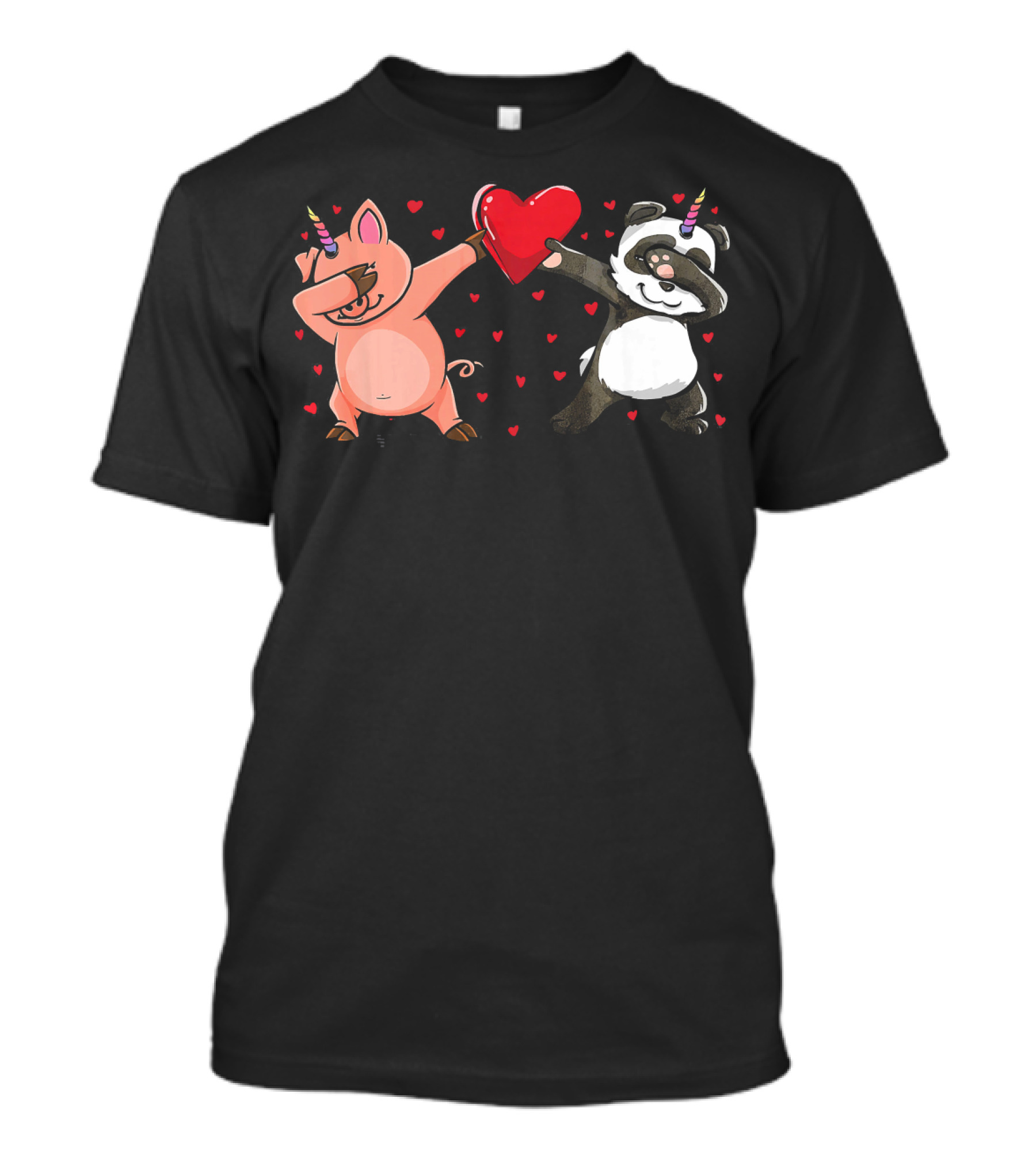 Dabbing Piggycorn Pandicorn Holding Heart Valentine T-Shirt