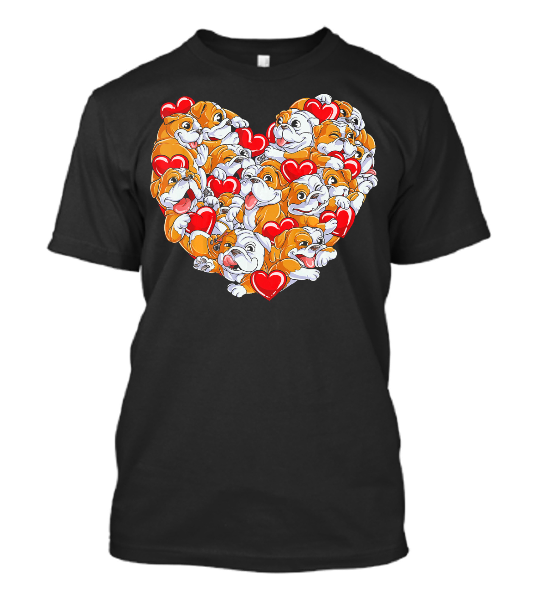 English Bulldog Heart Valentines Day T-Shirt
