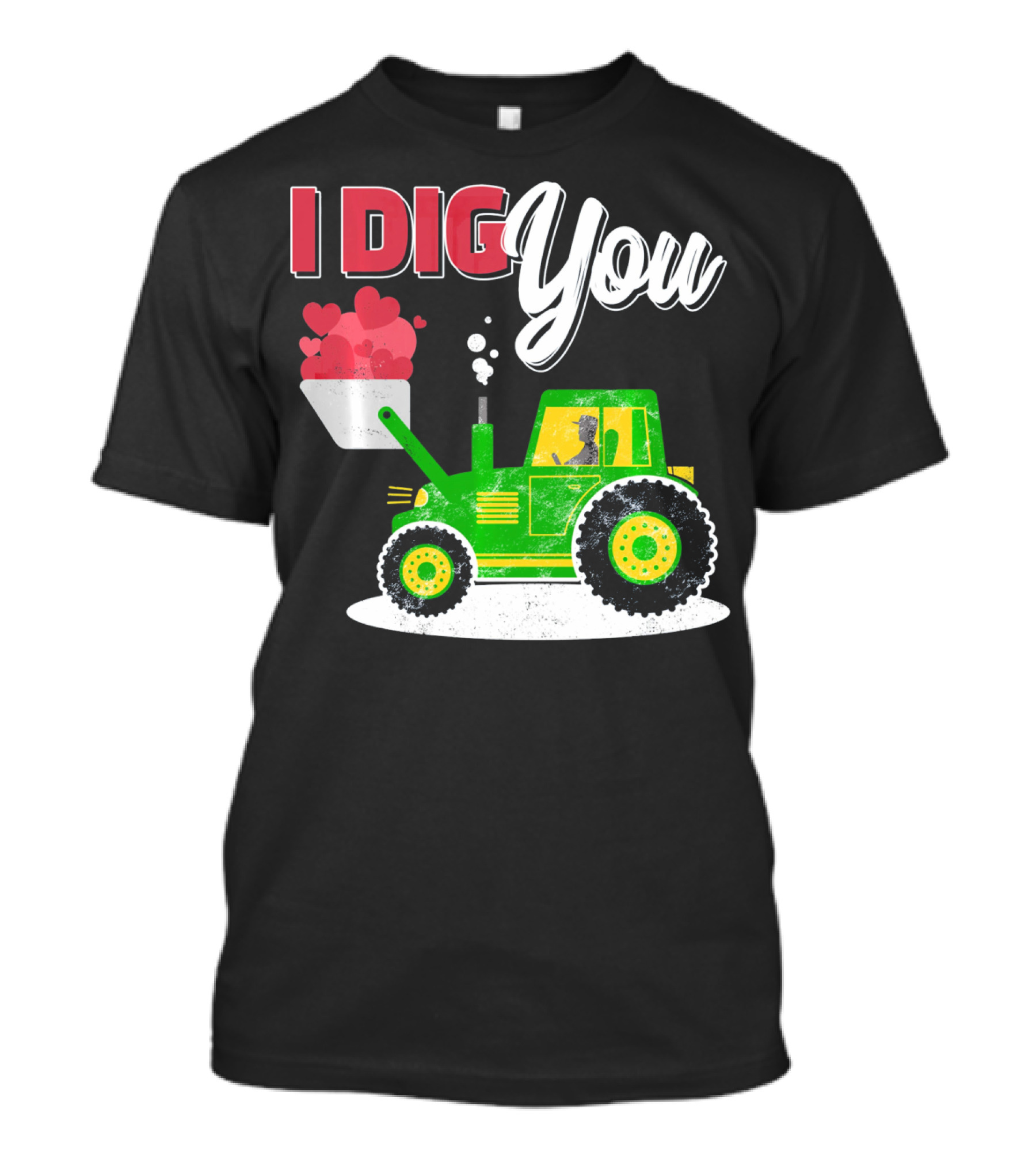 I Dig You Farmer Valentine's Day Tractor Hearts T-Shirt