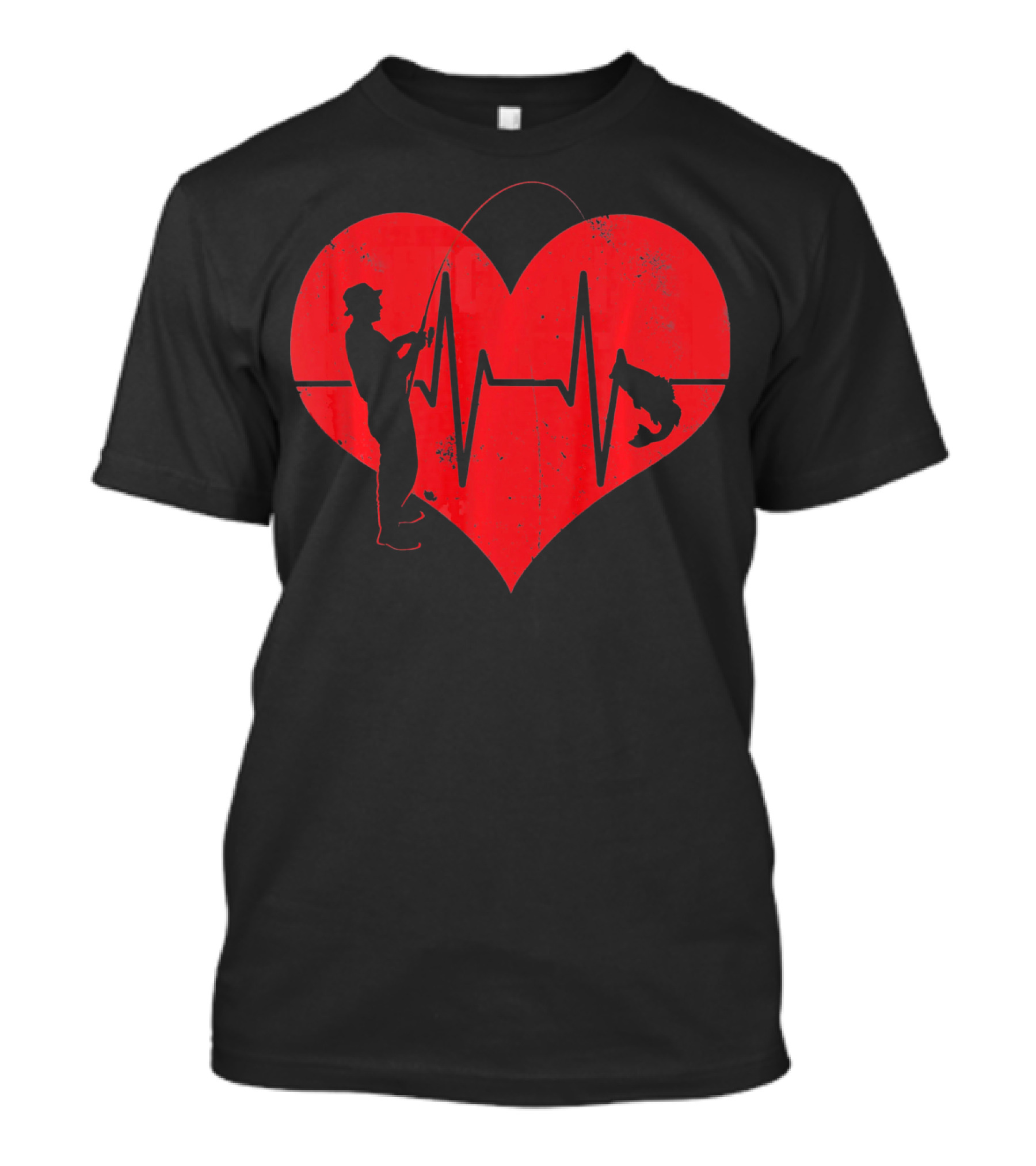 Fishing Heartbeat Valentines Day Heart Fisherman T-Shirt