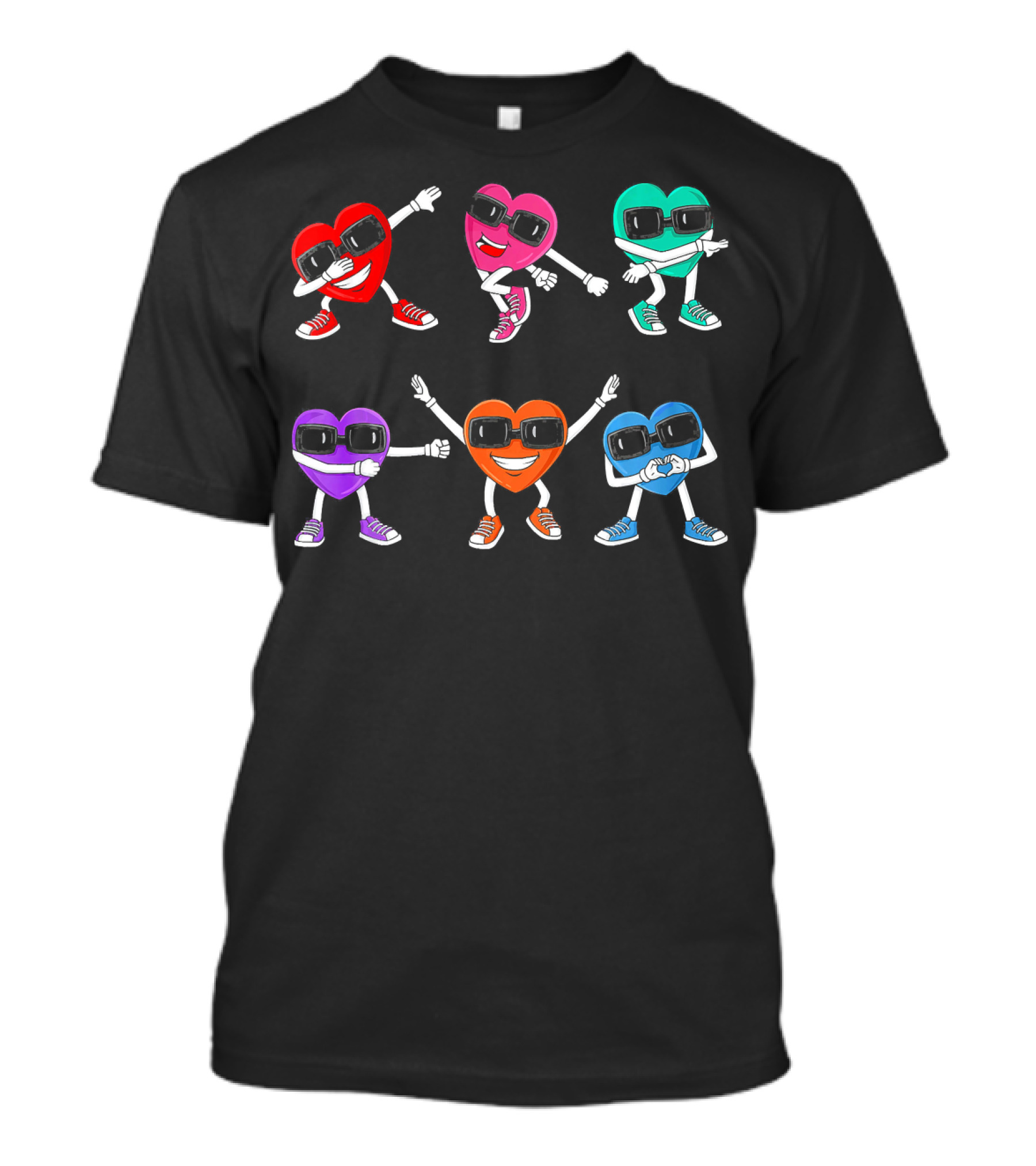 Funny Dancing Colorful Hearts Dance Challenge T-Shirt