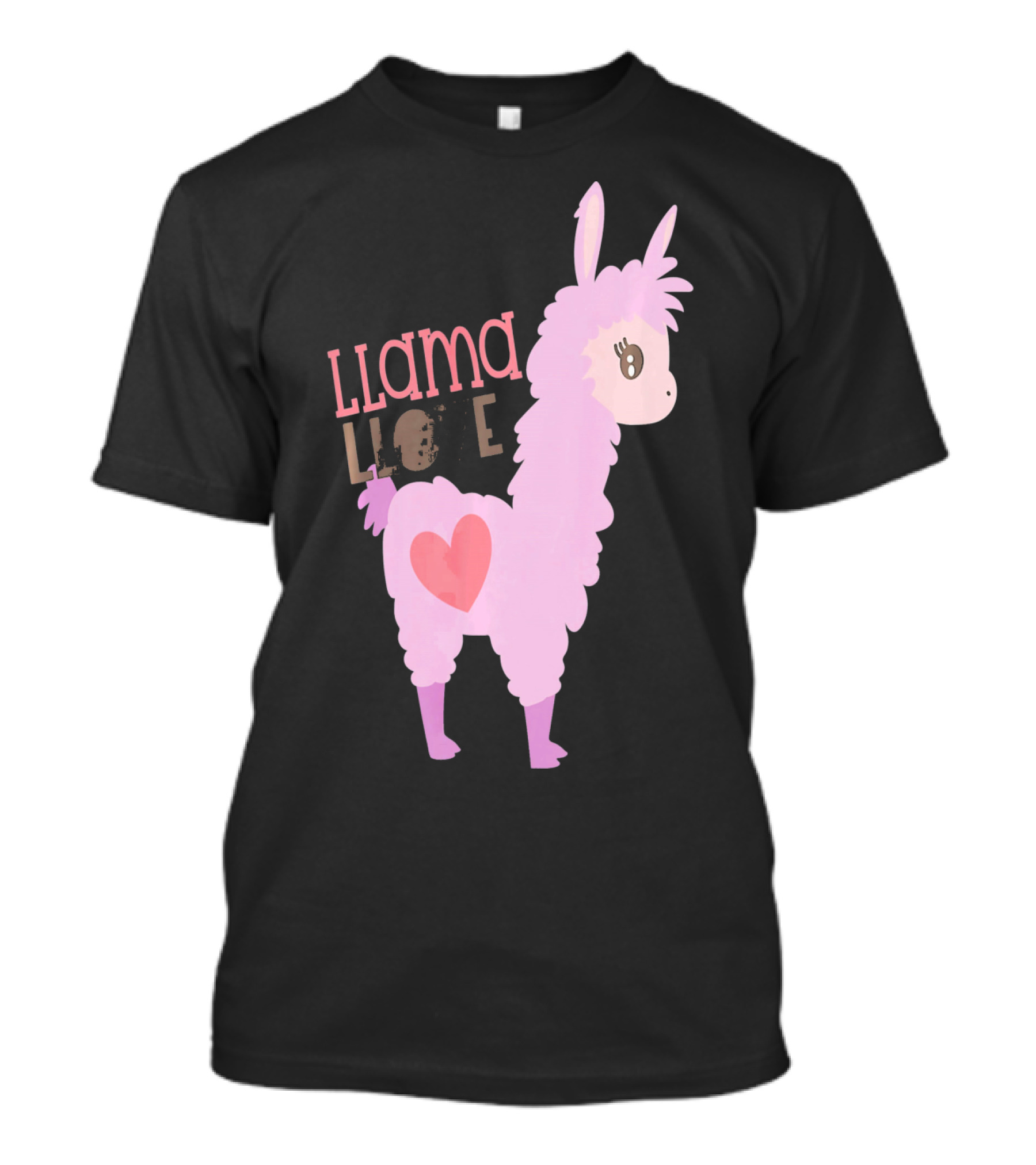 Llama Love Valentine Pink Heart T-Shirt