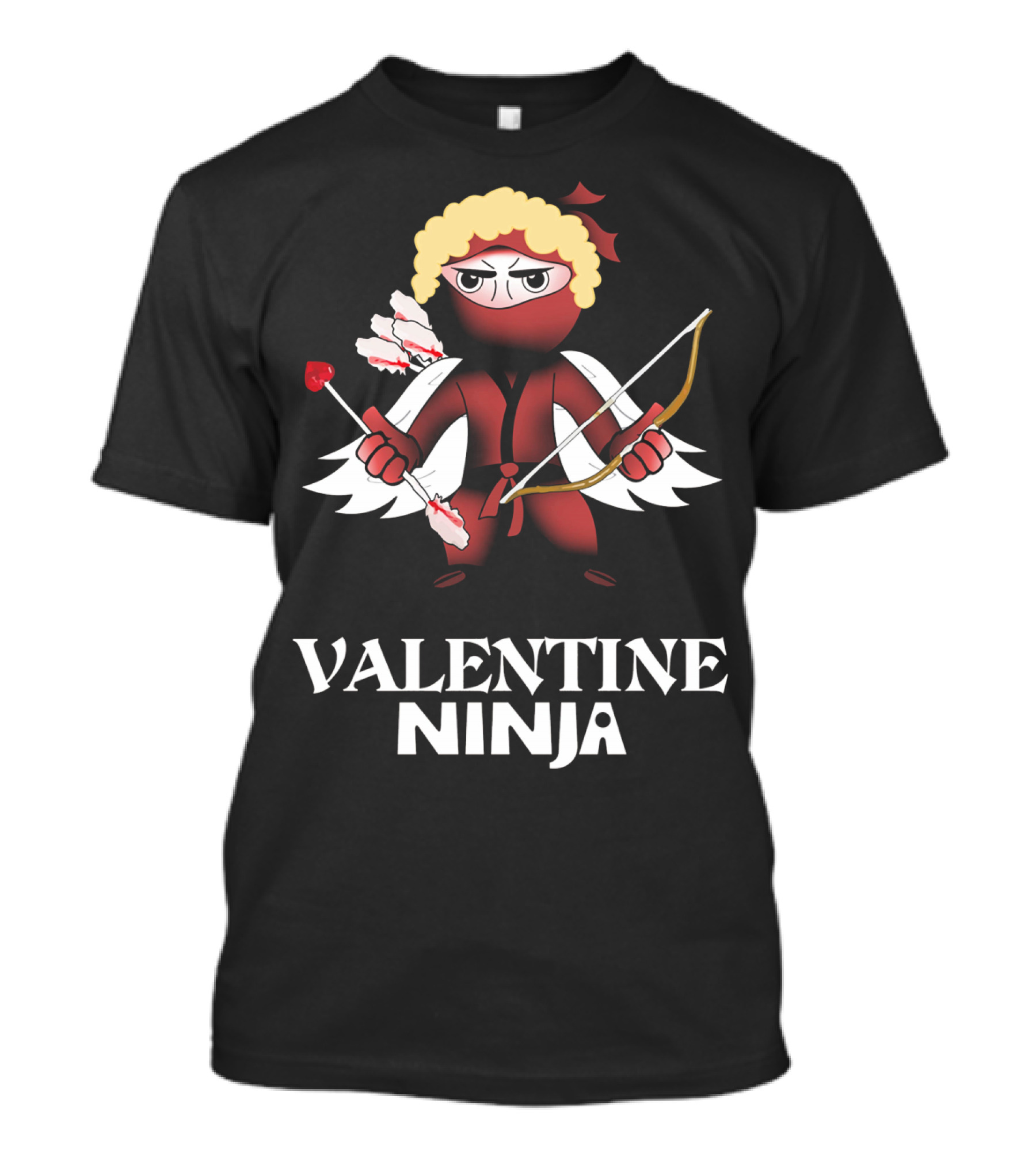 Valentine Ninja Heart Arrow Bow Funny T-Shirt