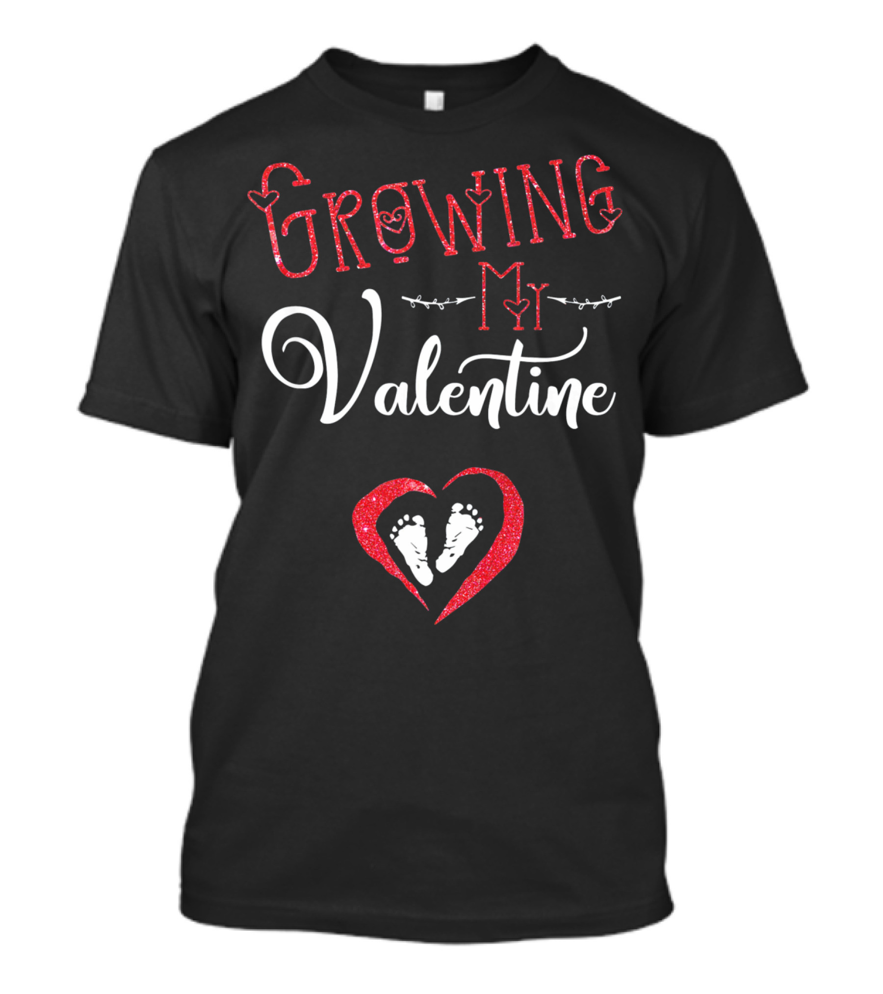Growing My Valentine Heart Baby Feet Love Valentine's T-Shirt
