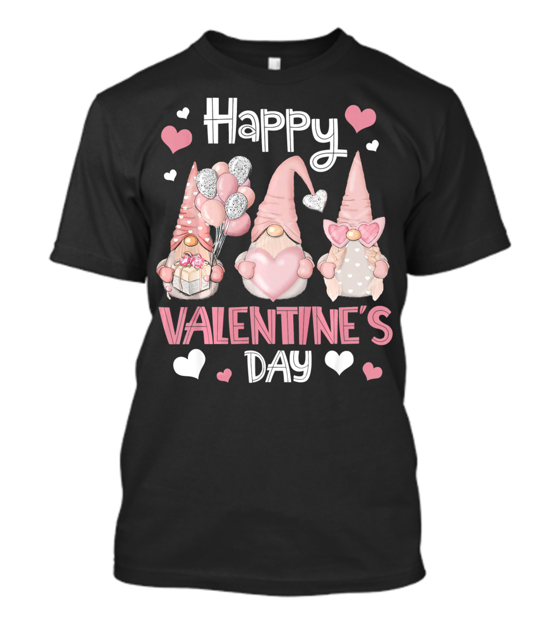 Happy Valentine's Day Nordic Gnomes With Hearts And Balloons T-Shirt