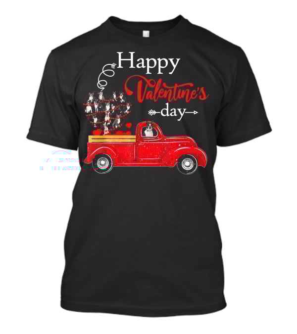 Happy Valentine's Day Truck With Heart And Love Balloons T-Shirt