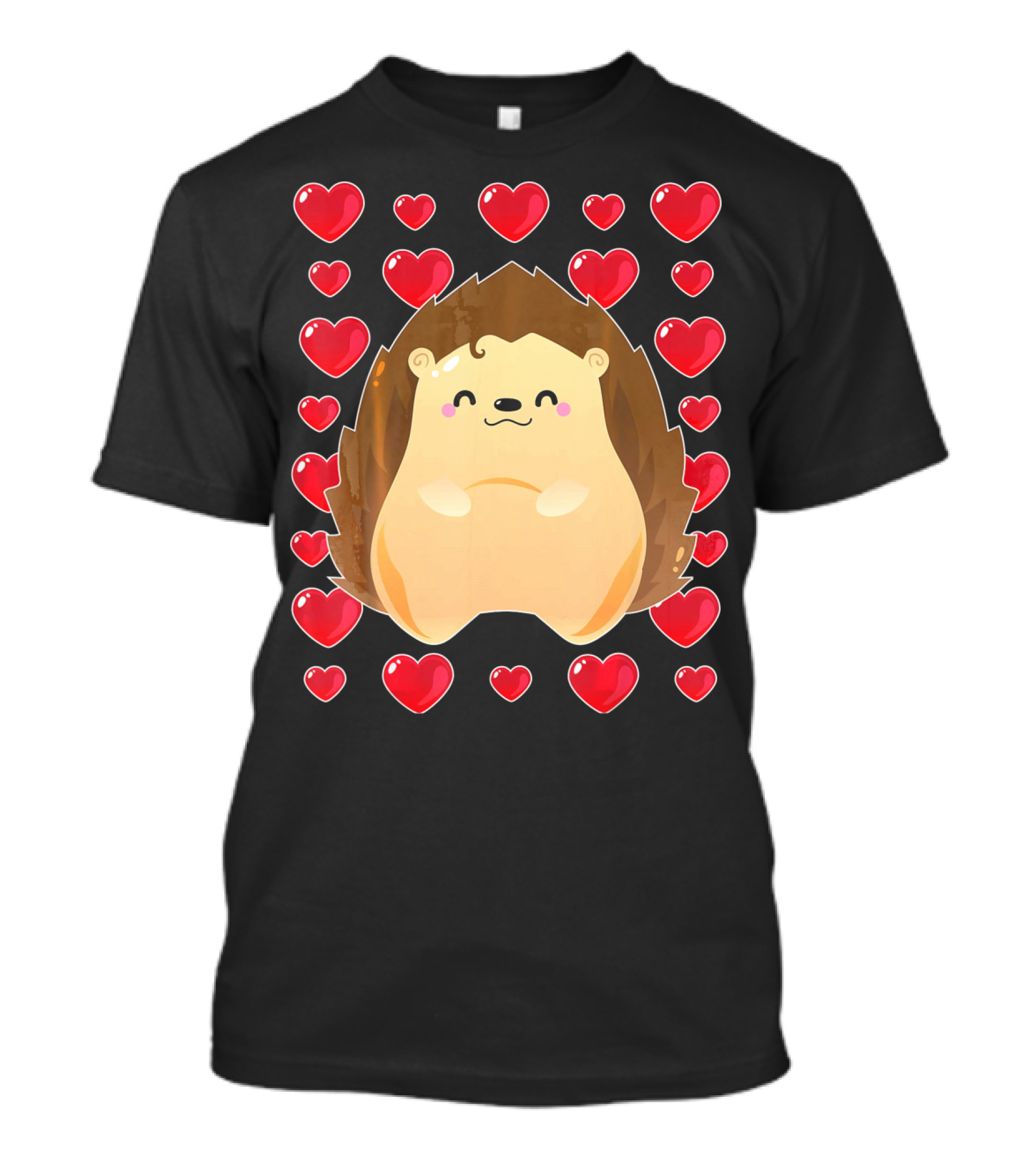 Hedgehog Surrounded By Hearts For Valentines Day T-Shirt