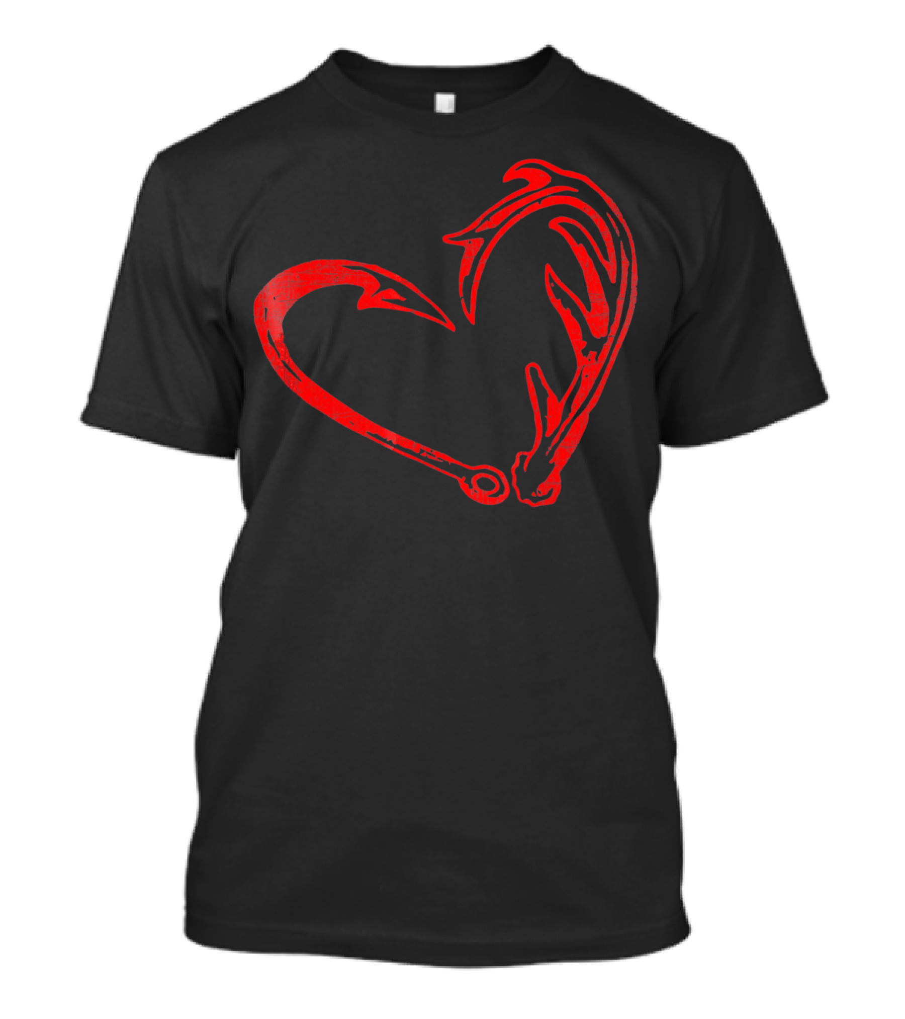 Hook And Antler Heart Fisherman Hunter Val T-Shirt