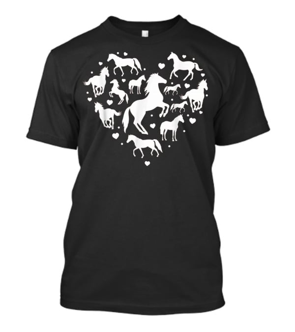 Horse Valentine Heart Design With Lovers T-Shirt