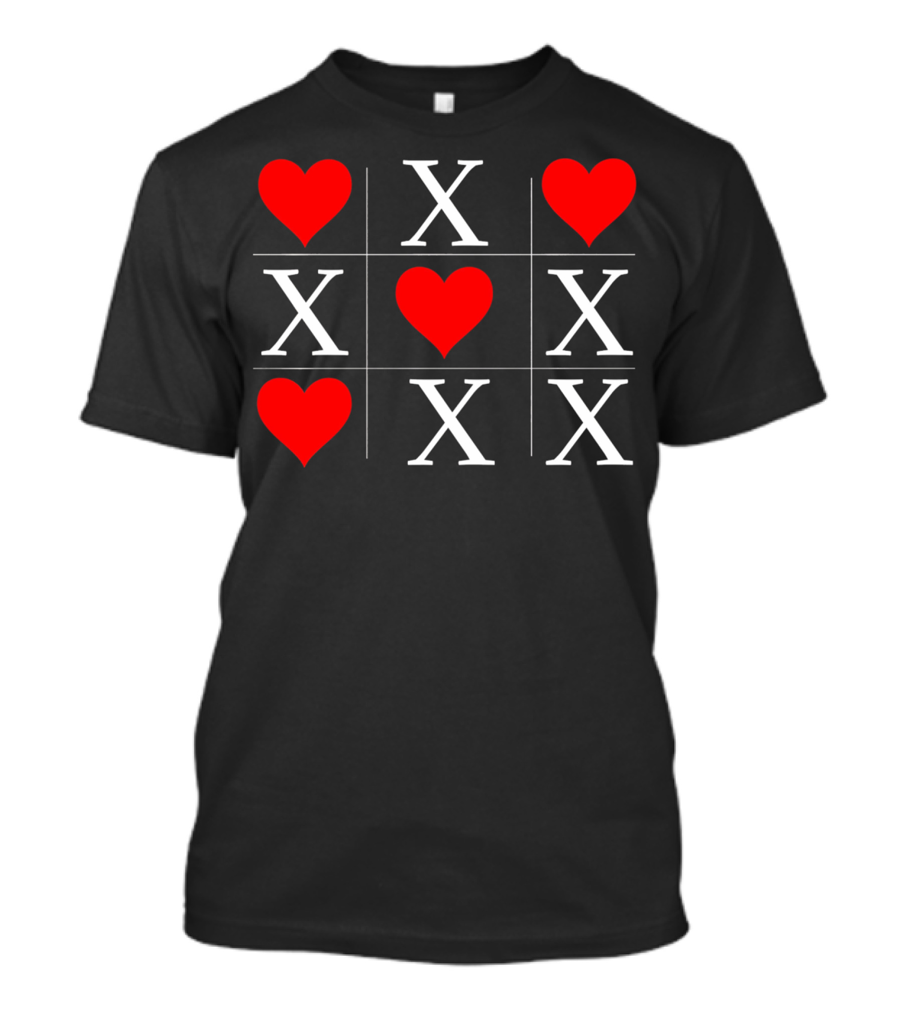 Hugs And Kisses Tic Tac Toe Valentine's X And Heart Grid T-Shirt