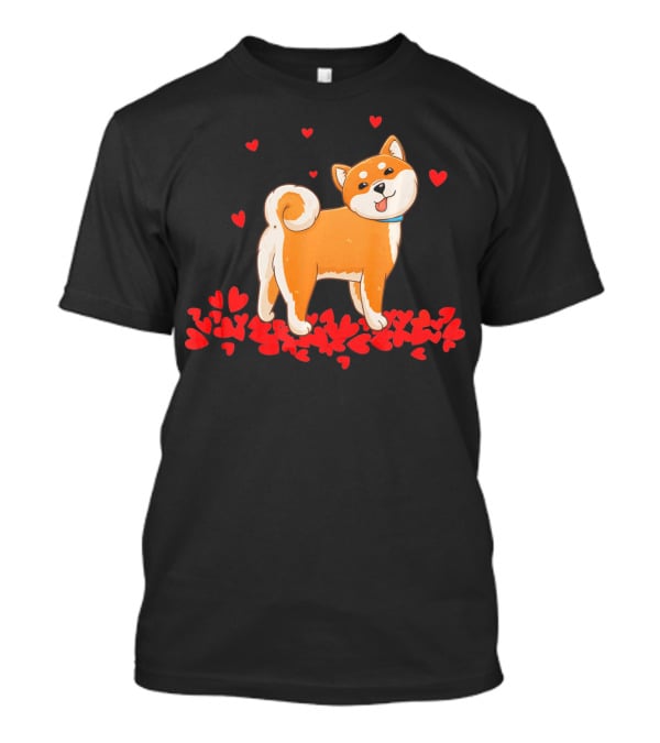 I Love My Shiba Inu Surrounded By Valentine Hearts T-Shirt
