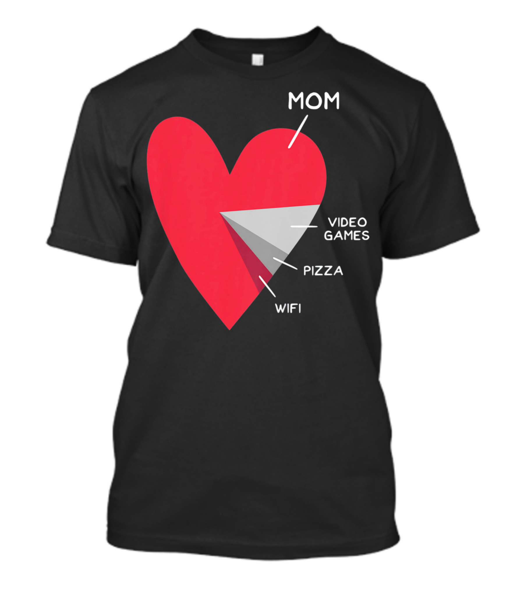 Mom Heart Video Games Pizza Wifi Pie Chart T-Shirt