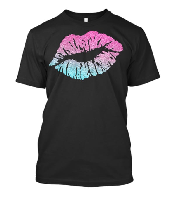 Kiss Lips Pink Blue Valentine Love T-Shirt
