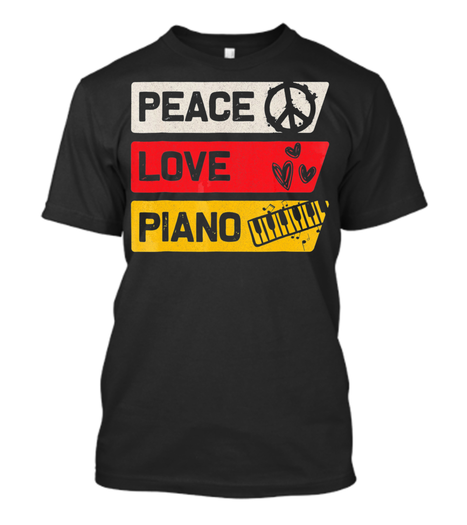 Peace Love Piano Music Peace Sign Keyboard T-Shirt