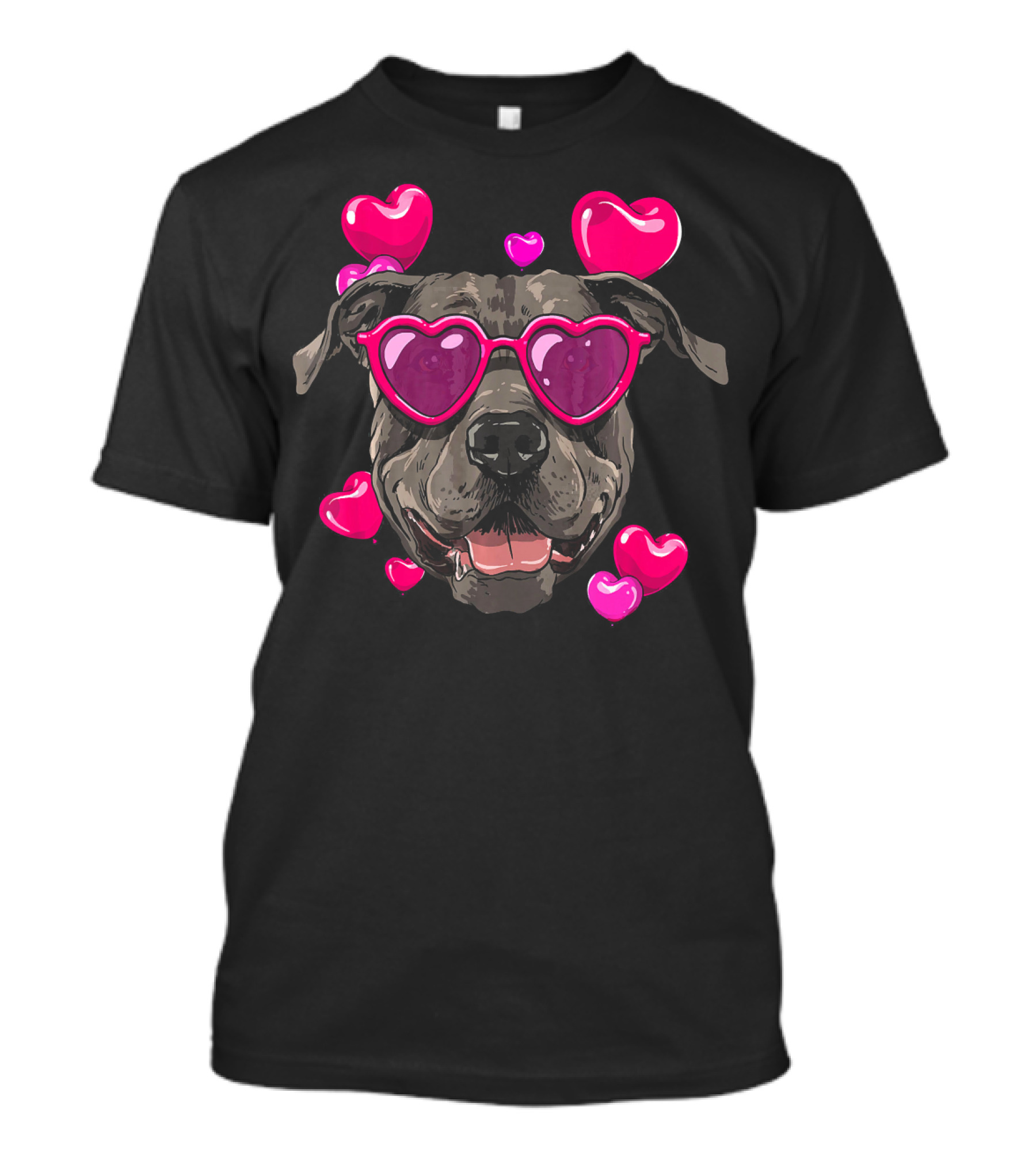 Pit Bull Heart Sunglasses Valentines Day Dog With Hearts T-Shirt