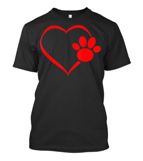 Red Heart Dog And Cat Paw Print Heart Va Love Pet Pawprint T-Shirt