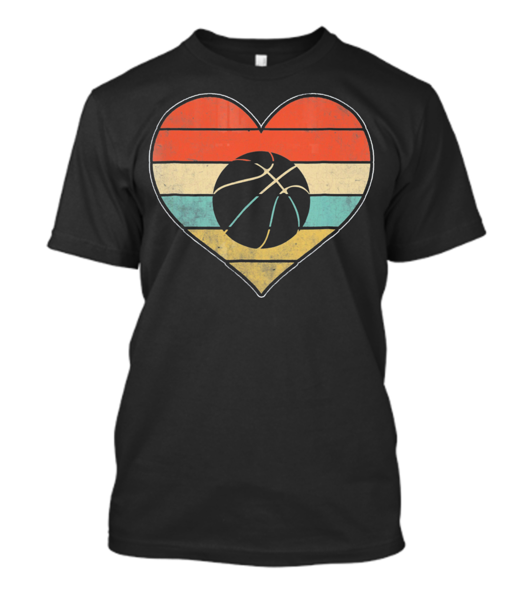 Retro Vintage Striped Heart Basketball Valentine T-Shirt