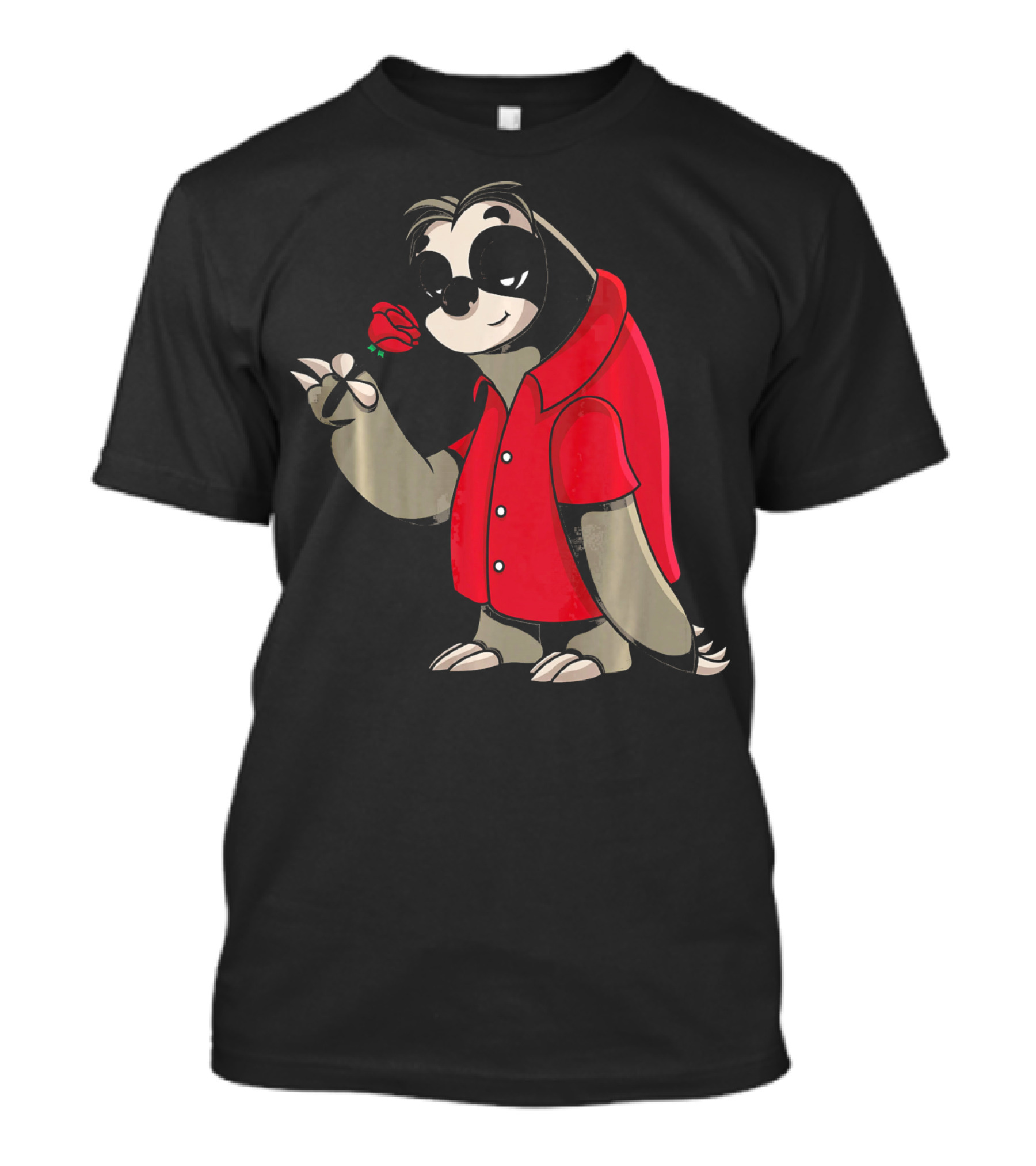 Romantic Sloth Valentine With Red Rose T-Shirt
