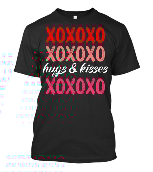 XOXOXO Hugs Kisses Valentines Red Pink White T-Shirt