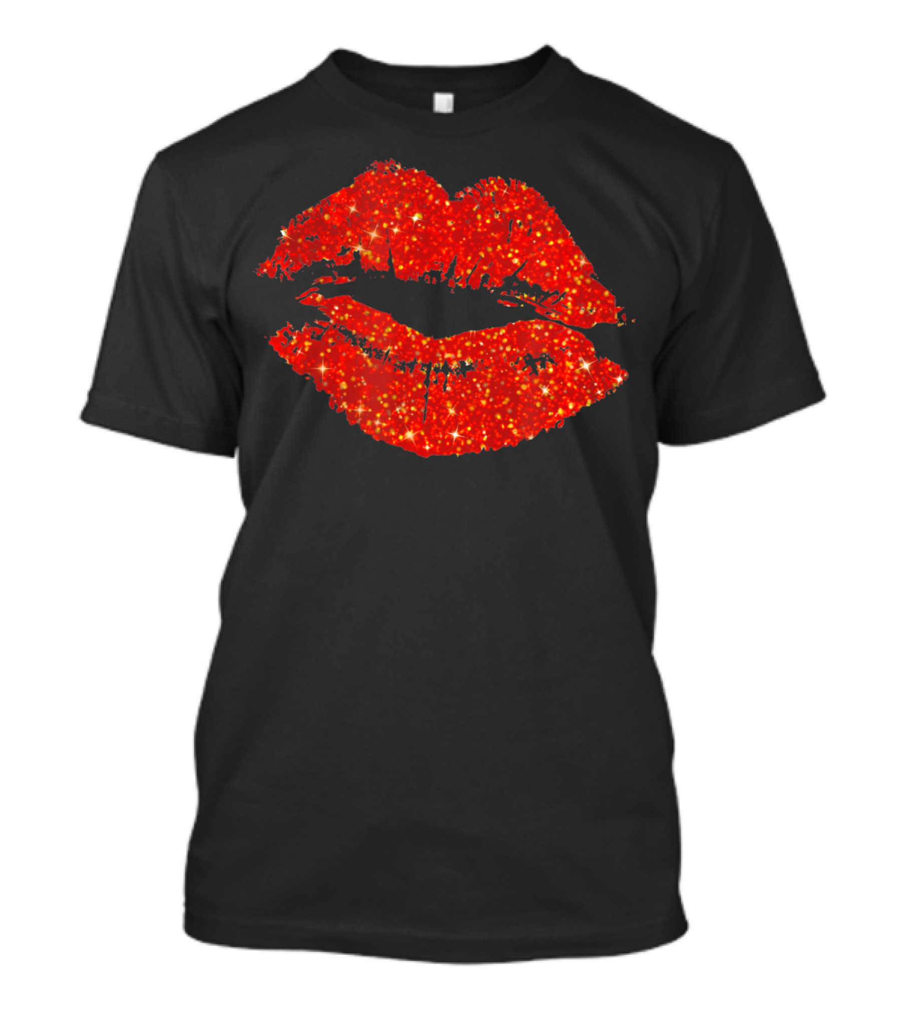 Lipstick Red Glitter Valentine Lips T-Shirt