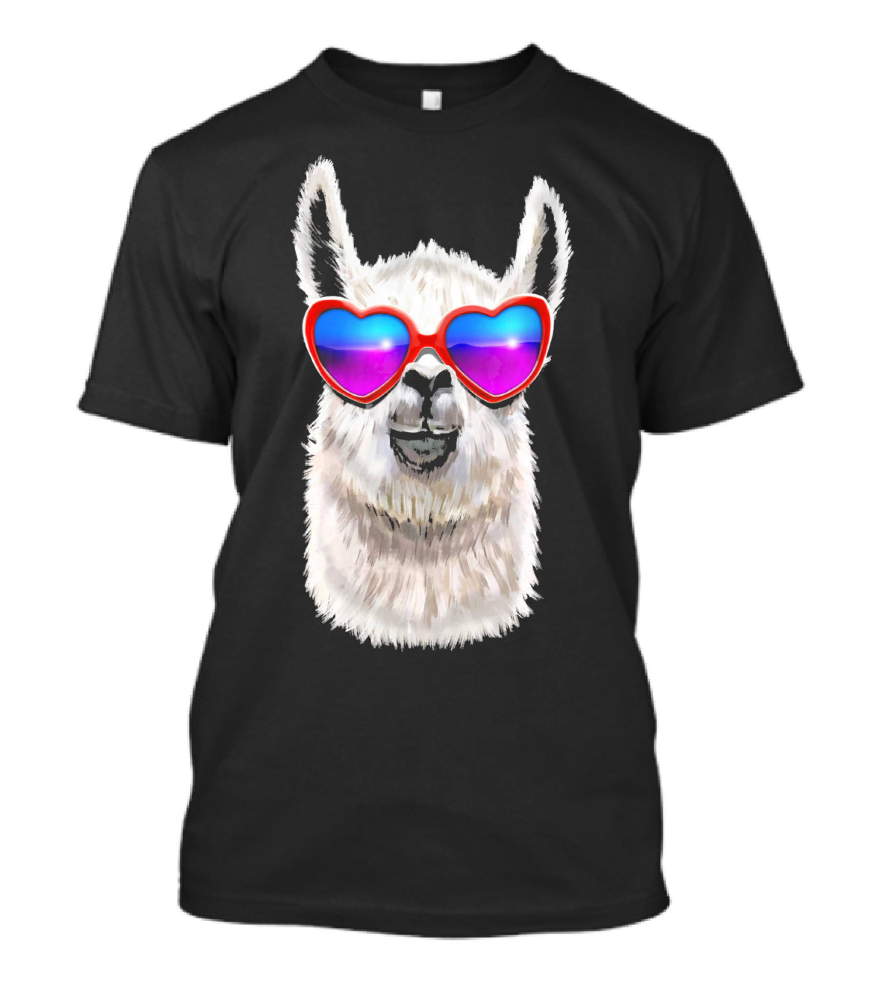 Llama Valentine's Day Heart Sunglasses Fashion T-Shirt