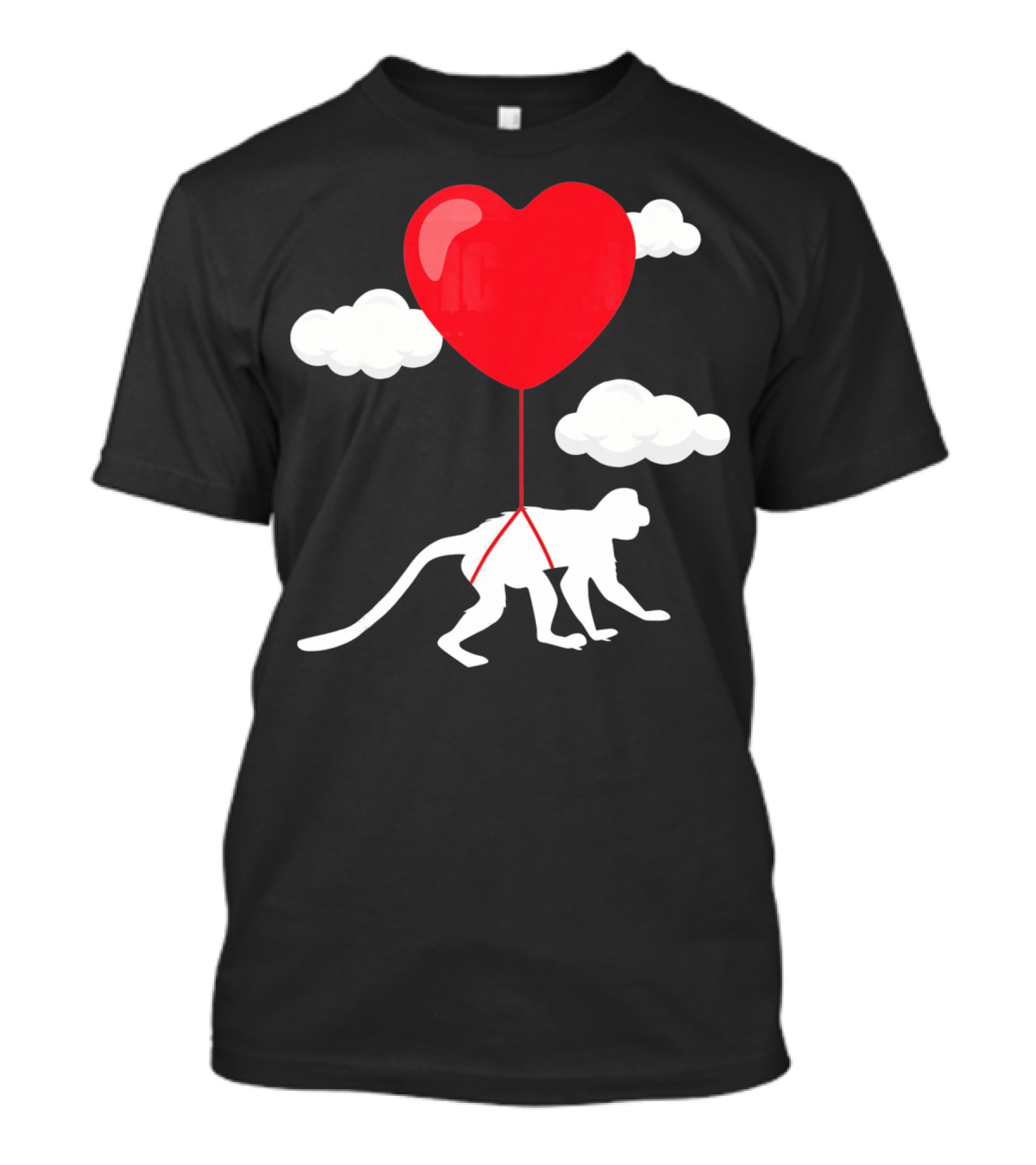 Monkey Heart Balloon Valentines Cloud T-Shirt