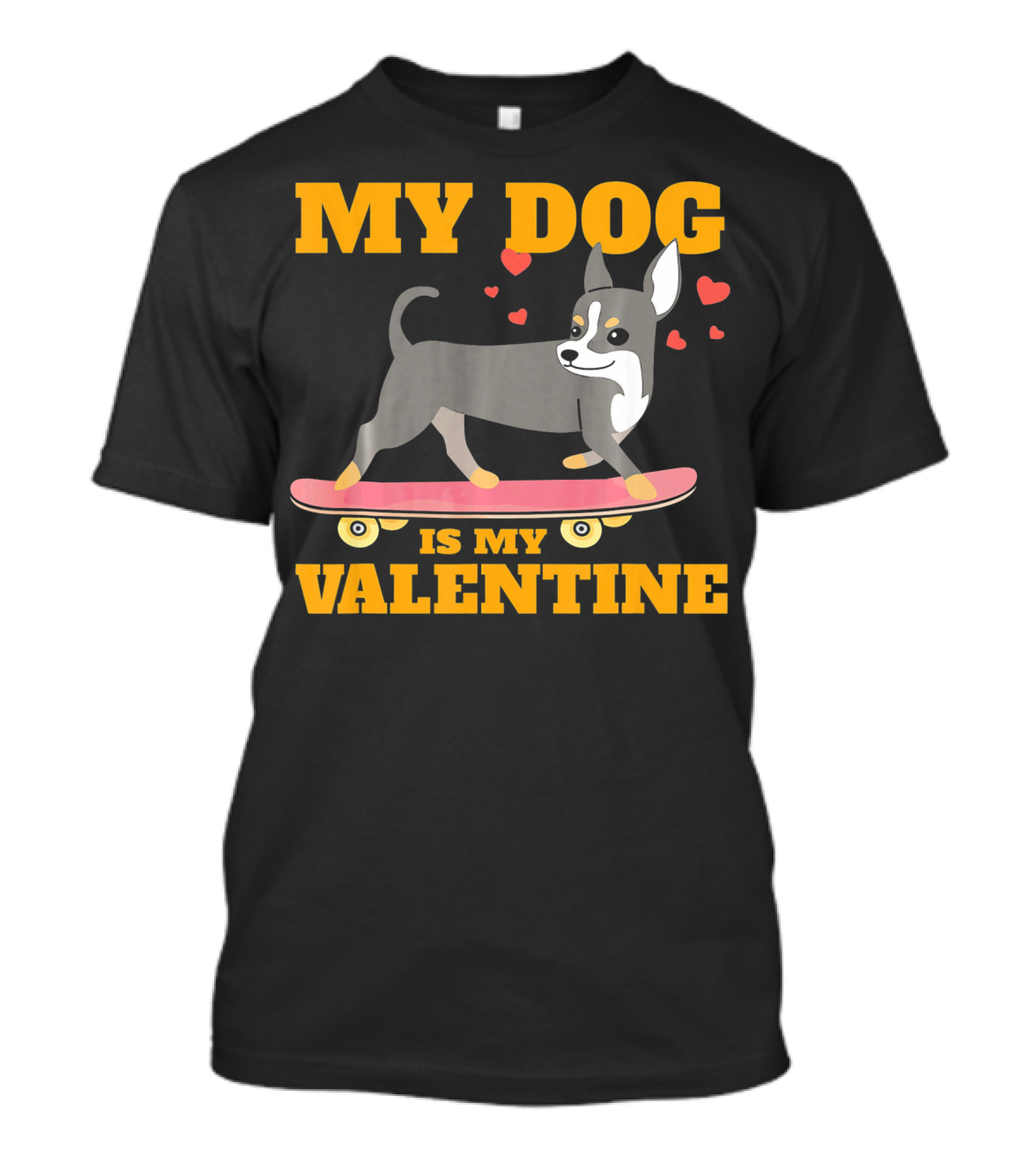 My Dog Is My Valentine Skateboarding Hearts T-Shirt