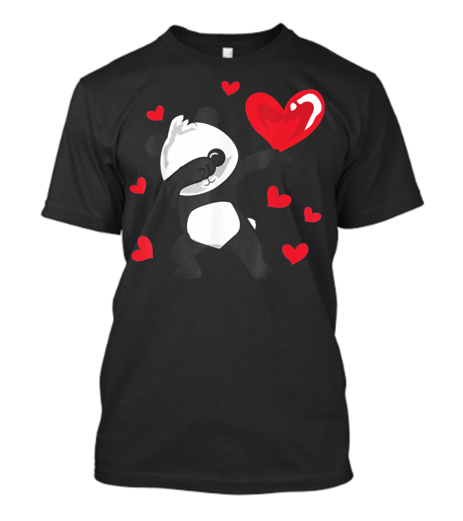 Dabbing Panda With Red Hearts Womens Girls T-Shirt