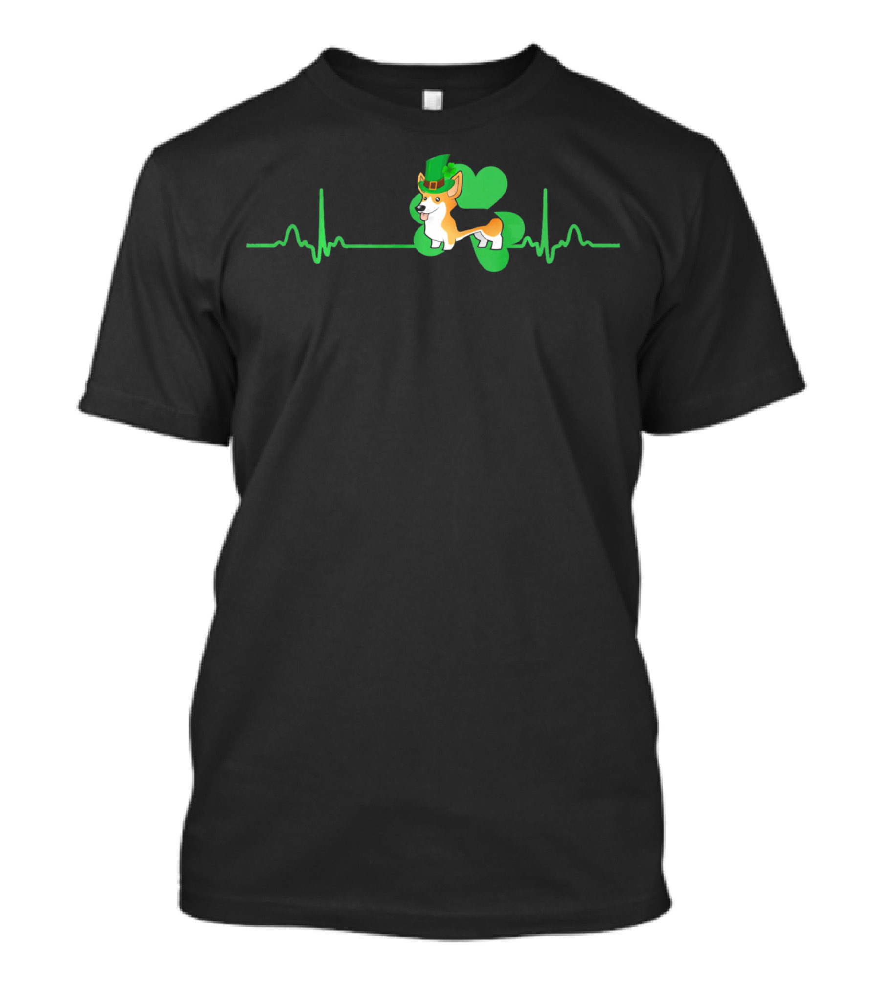 Heartbeat Clover Corgi Dog St. Patrick's Day Hat And Shamrock T-Shirt