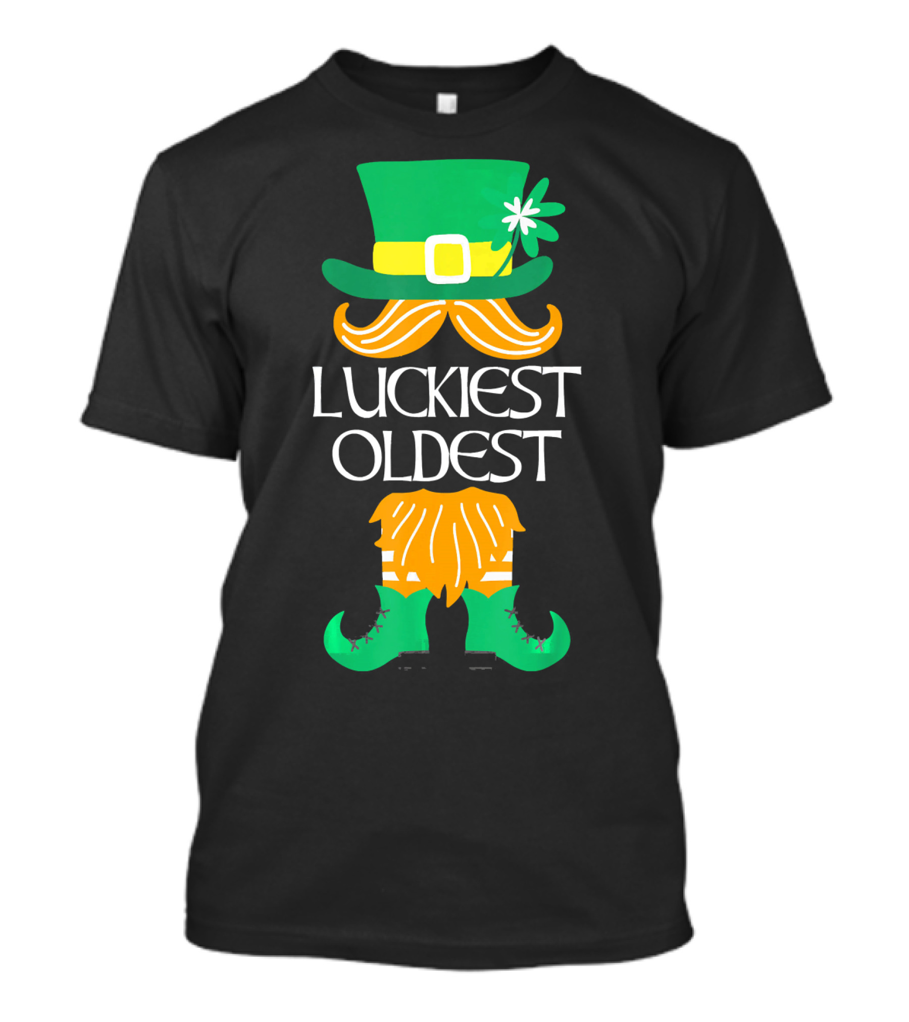 Luckiest Oldest Leprechaun Irish Green Hat And Boots T-Shirt