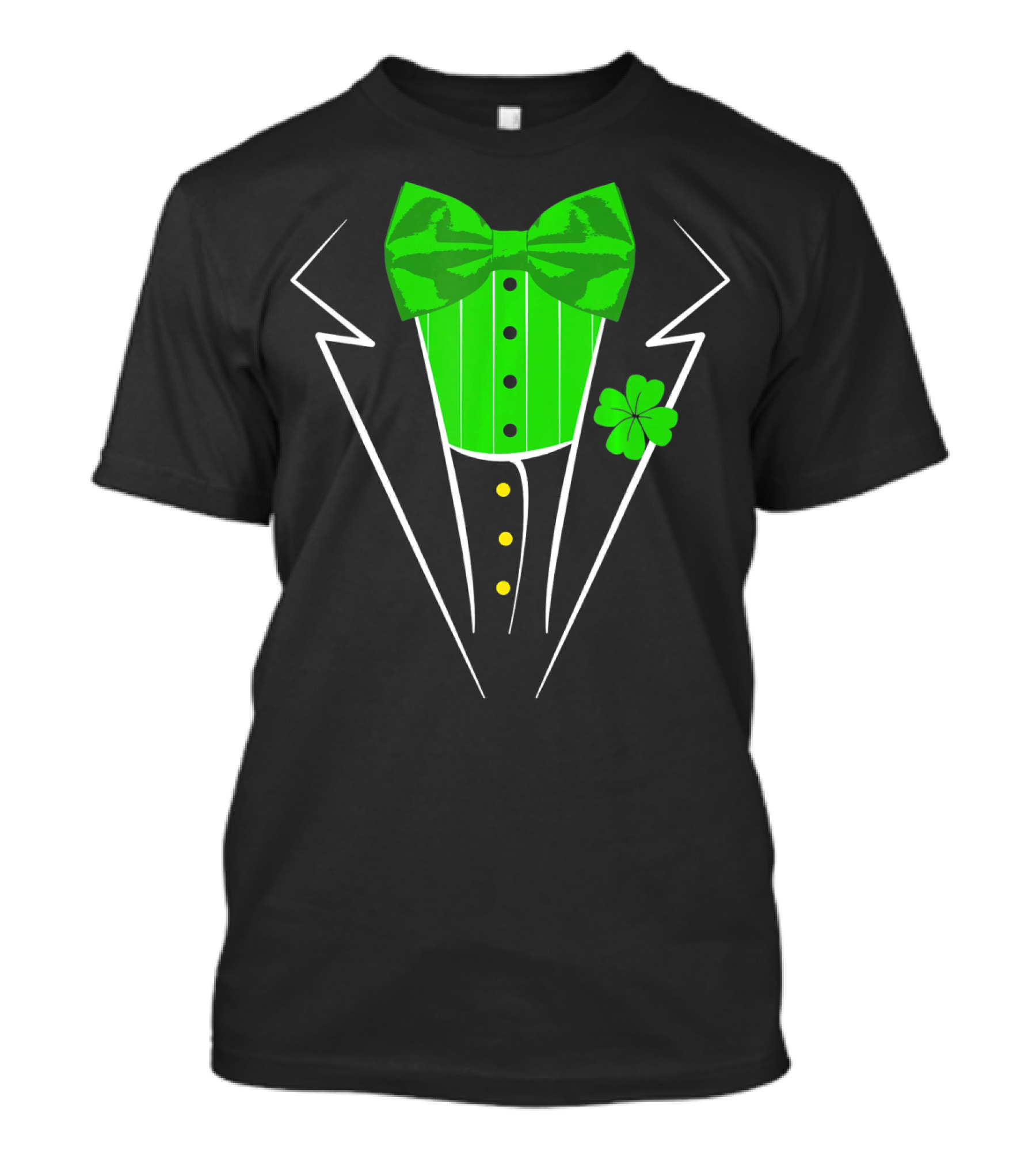 Saint Patricks Day Irish Tuxedo Clover Bow Tie T-Shirt