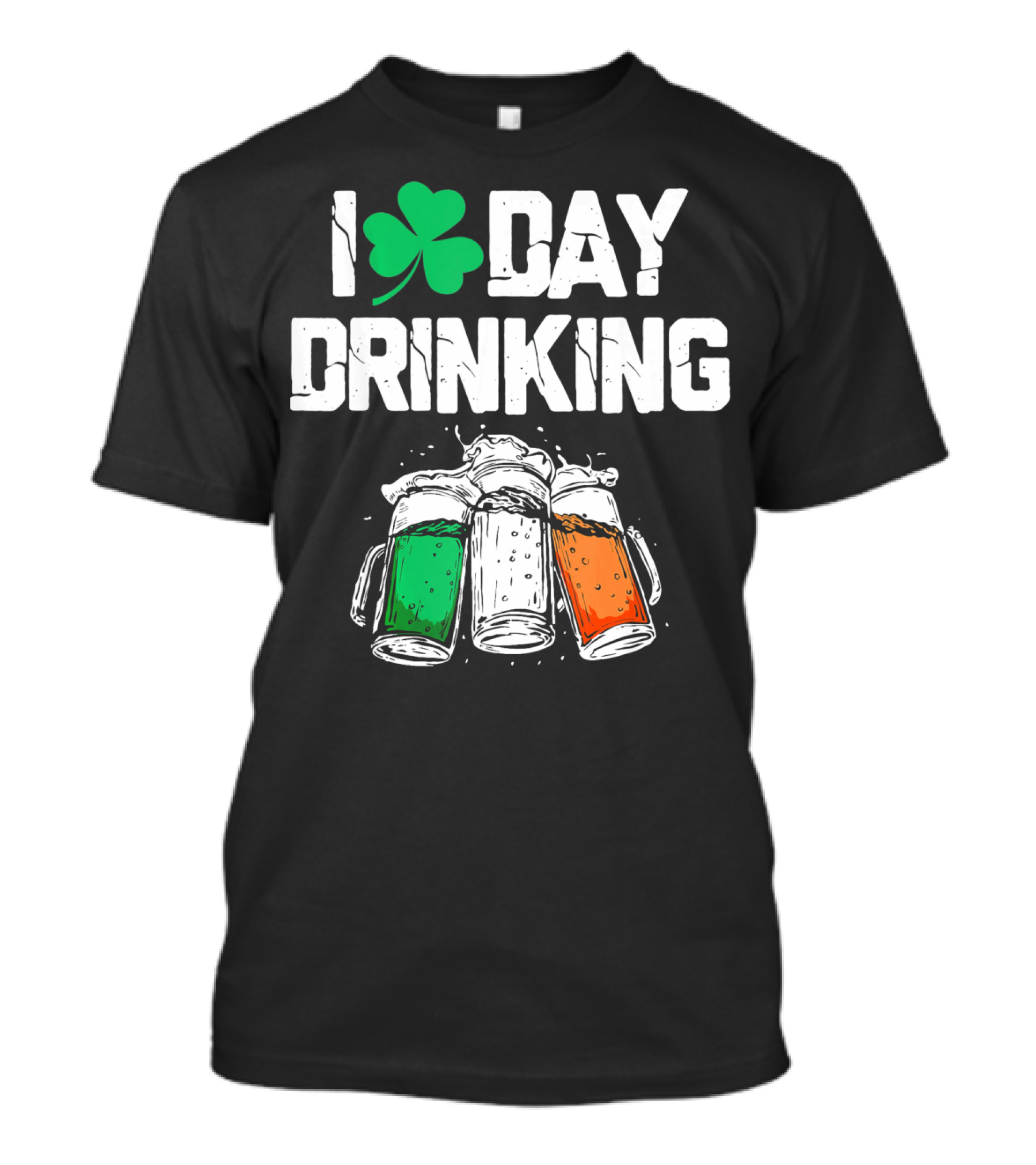 I Love Day Drinking Lucky Shamrock And Irish Flag Beer Mugs T-Shirt