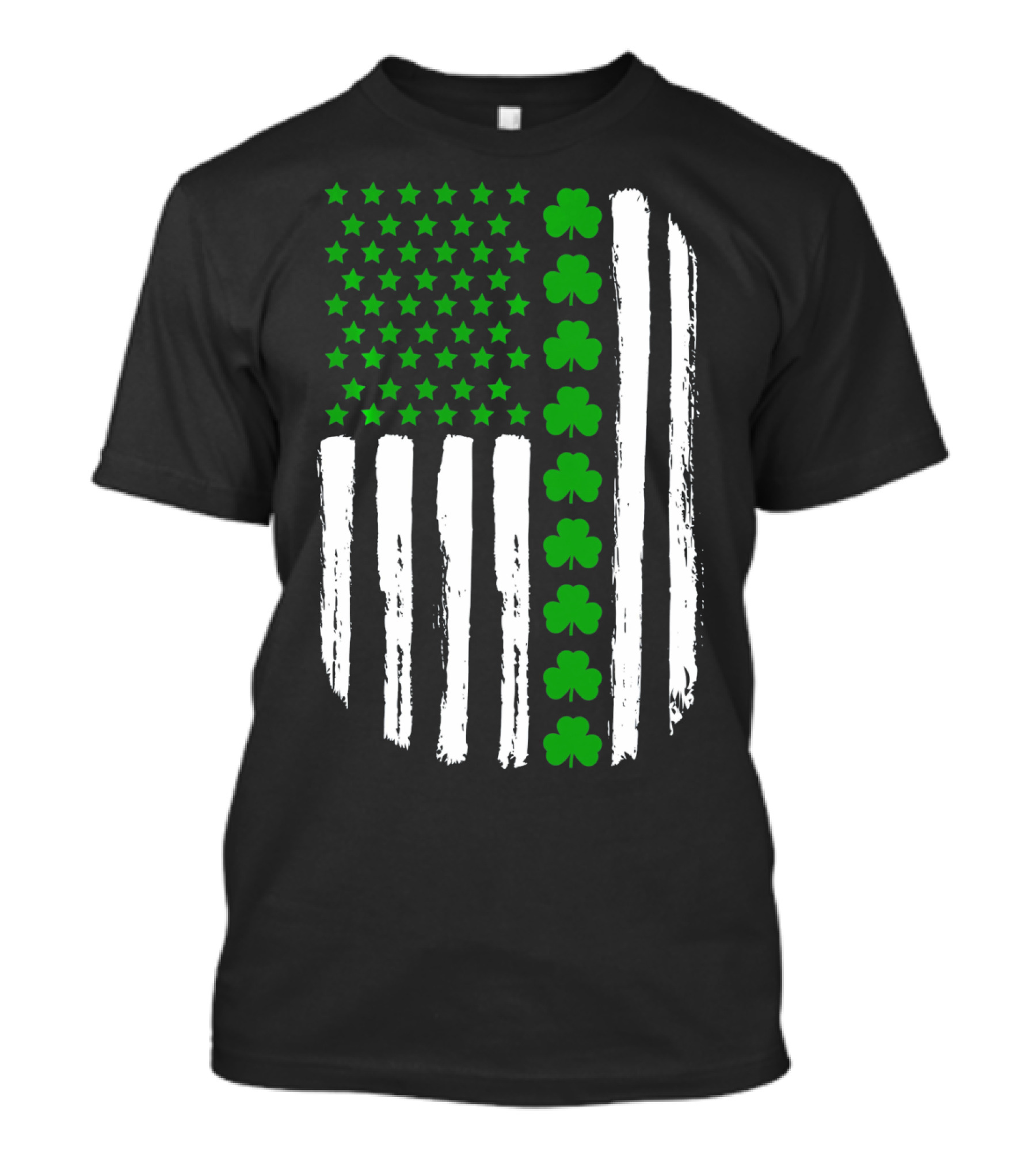 USA Flag With Green 4 Leaf Clover For St. Patrick Day T-Shirt