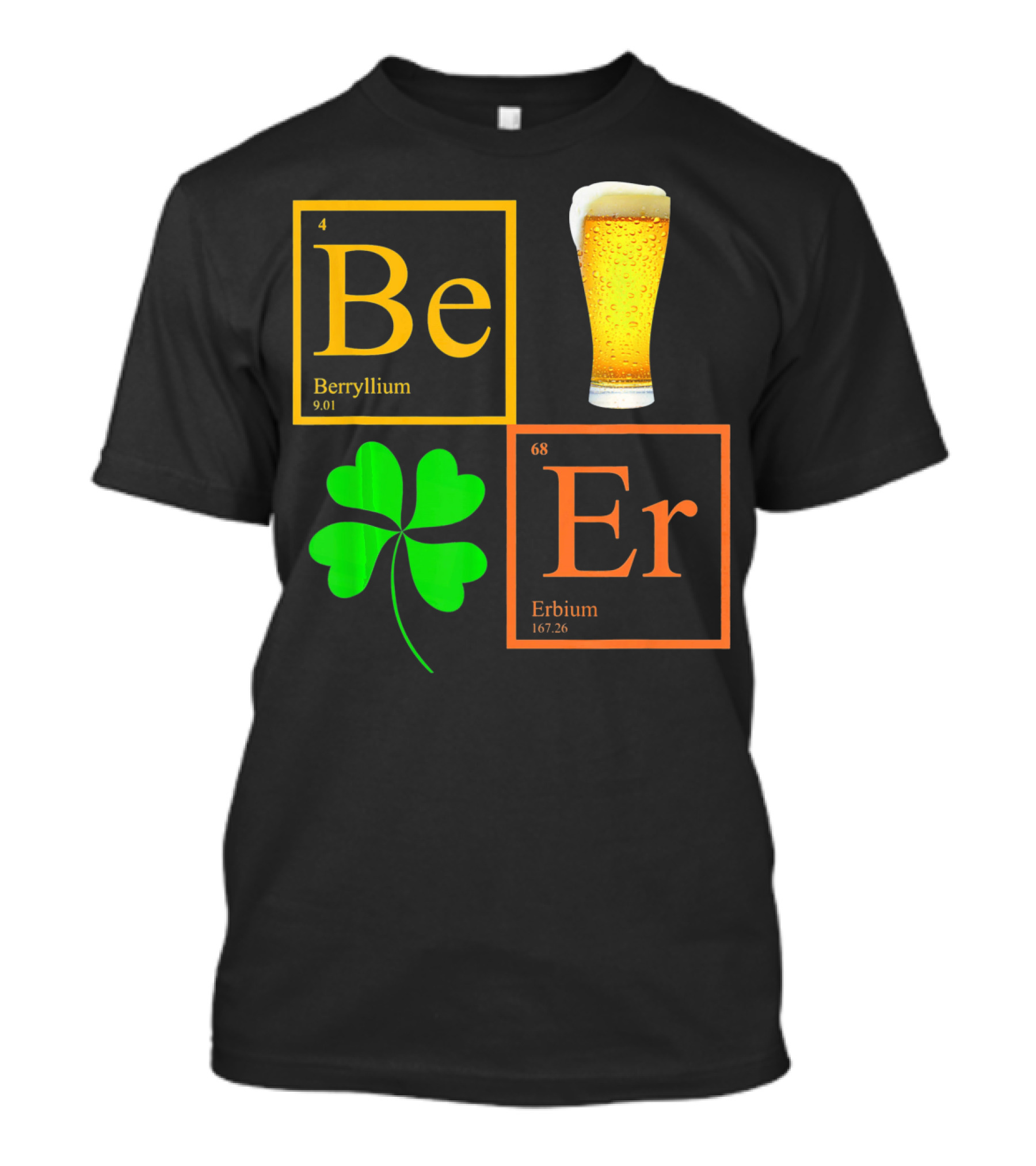 Beer Elements Beryllium Erbium Shamrock Glass T-Shirt